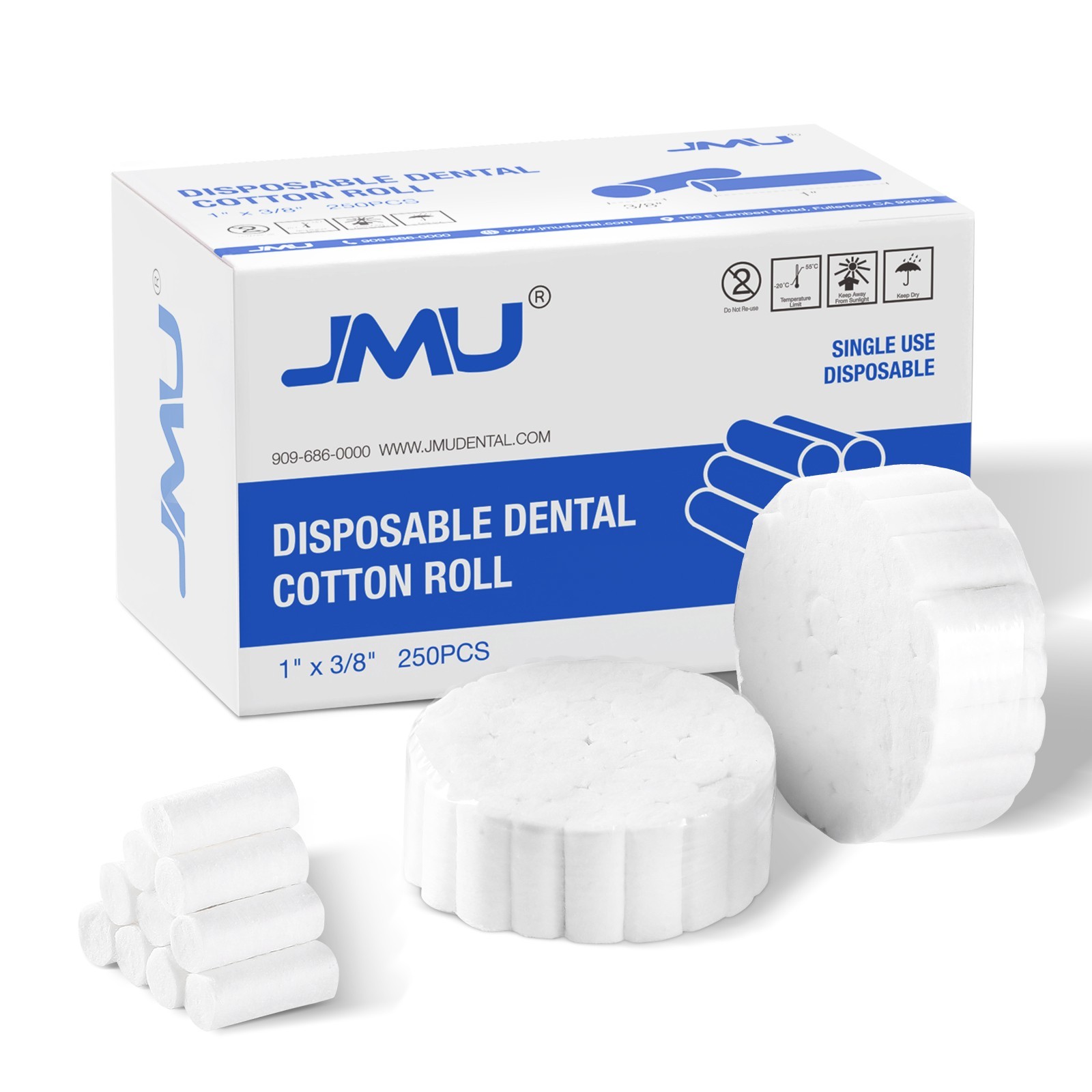 250Pcs Dental Disposable Cotton Rolls Nosebleed Plugs Absorbent 1″ x 3/8″