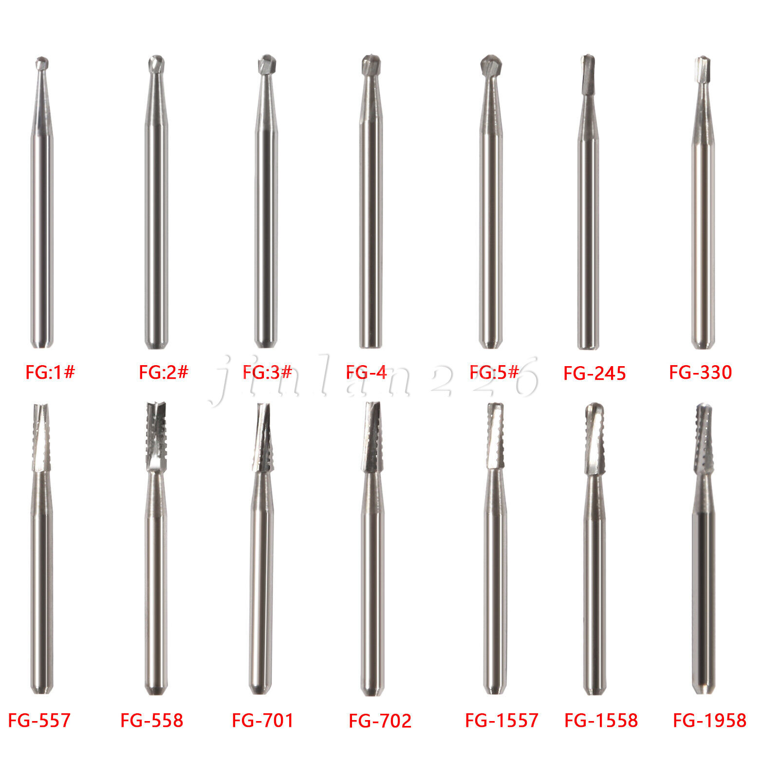 Carbide Bur, FG, #1/4, 1/2, 1, 2, 4, 6, 8 Bur, Round Dental