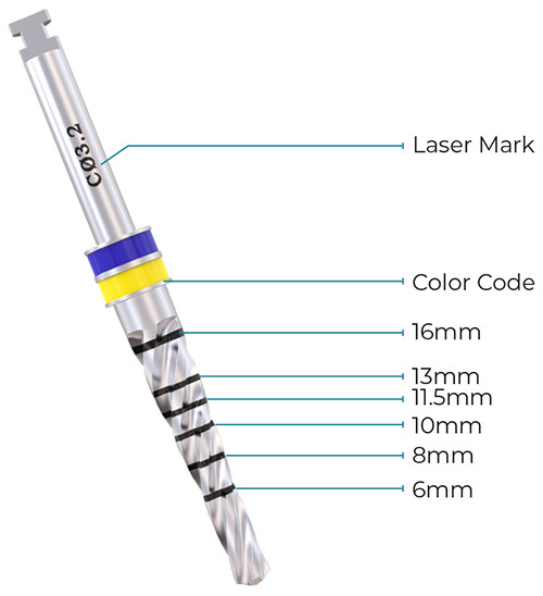 Conical Drill 1.8mm – 2.8mm, External Irrigated, Dental Implant Surgical Tools