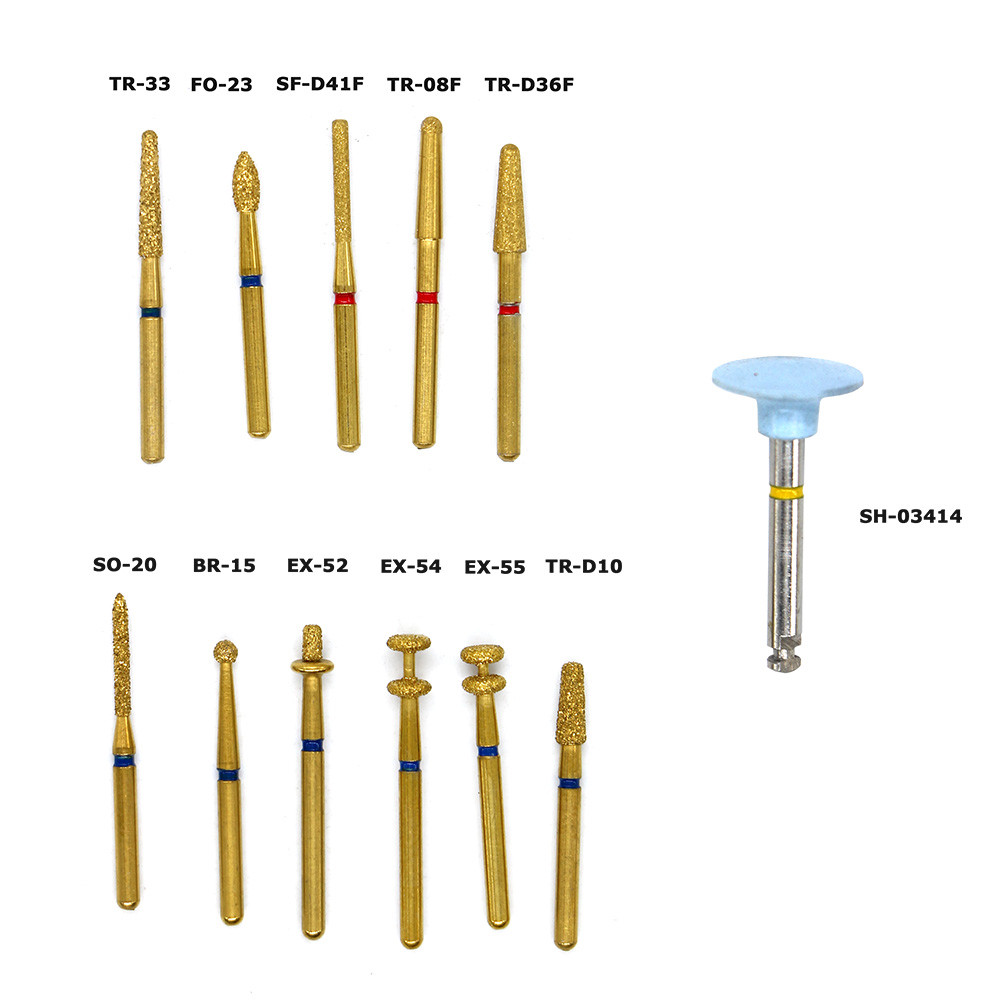 Dental anterior posterior ceramic zirconia crown bur preparation kit FG1112D