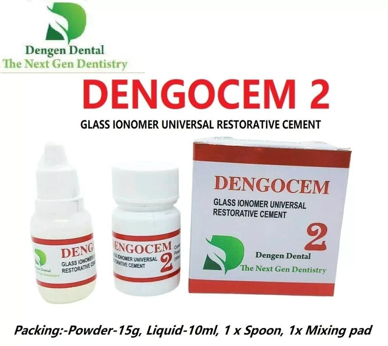 DENGOCEM 2 LC Light Cure Glass Ionomer Dental Restorative Cement class I ,II & V