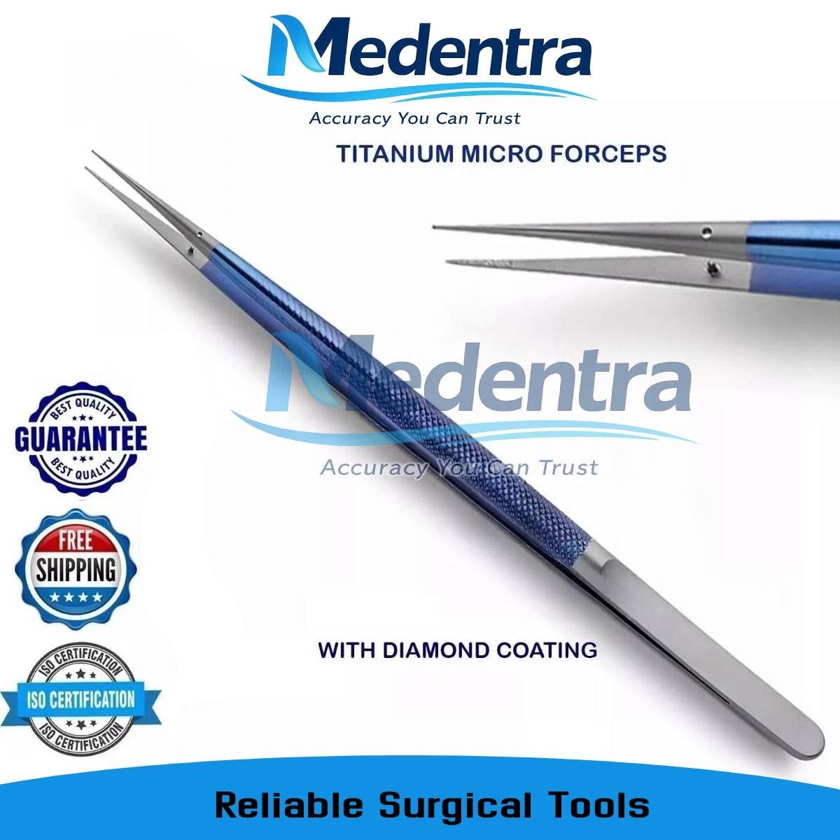 Titanium Micro Forceps Straight, 1.0mm Diamond Tip 15cm Surgical Instruments