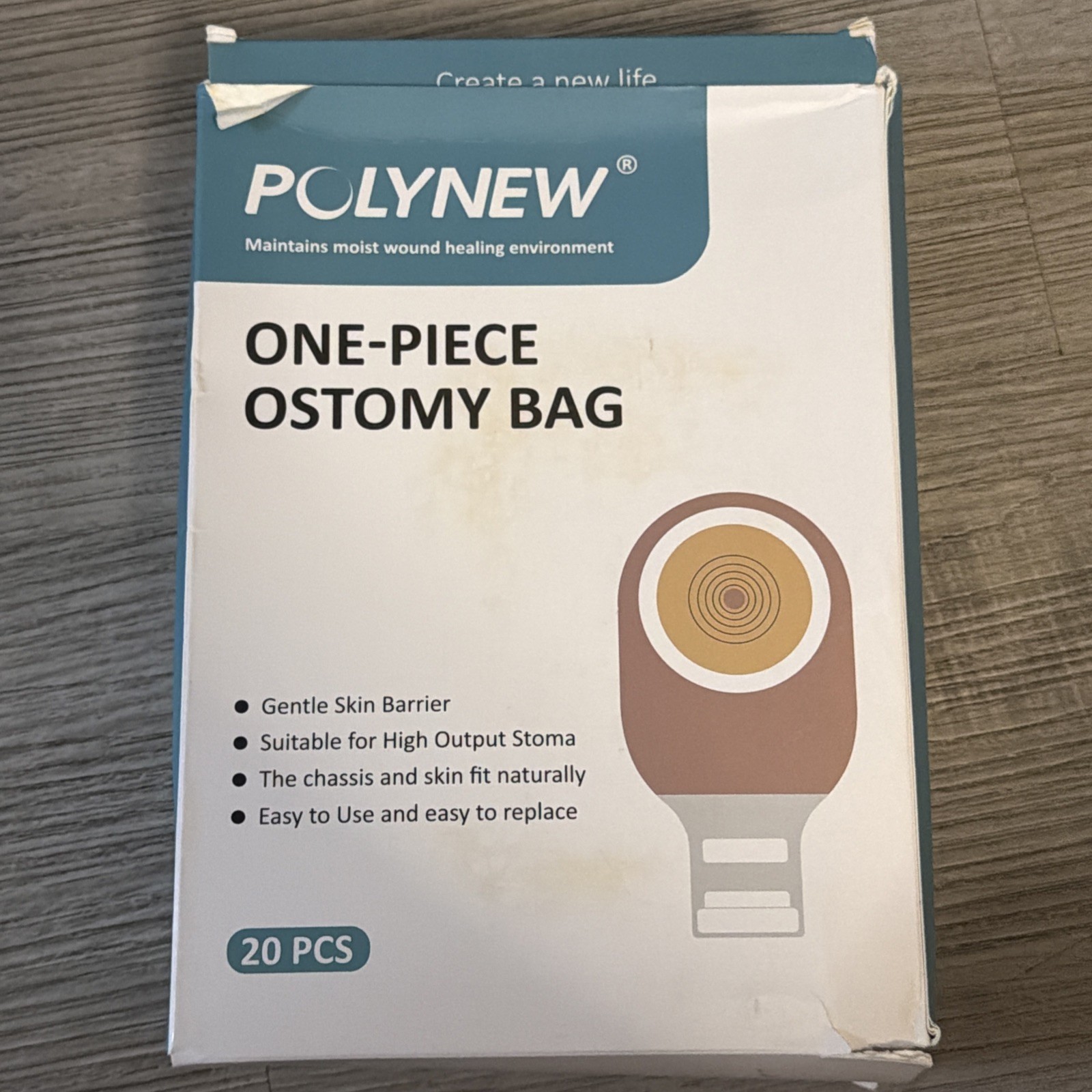Polynew 20 PCS Colostomy Bags,Ostomy Supplies,One Piece Drainable Brown