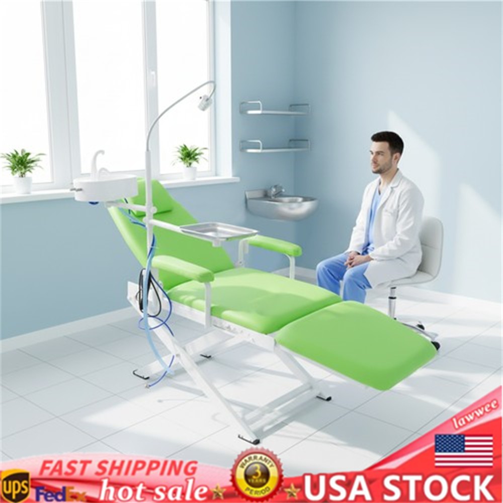 Portable Dental Mobile Folding Chair Air Turbine Unit + Rechargeable LED Light