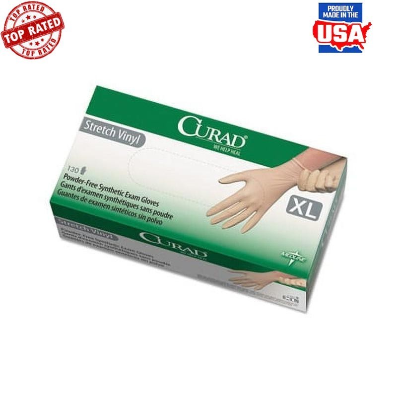 Powder-Free Disposable Stretch Vinyl Exam Gloves X-Large 130 Count Box New