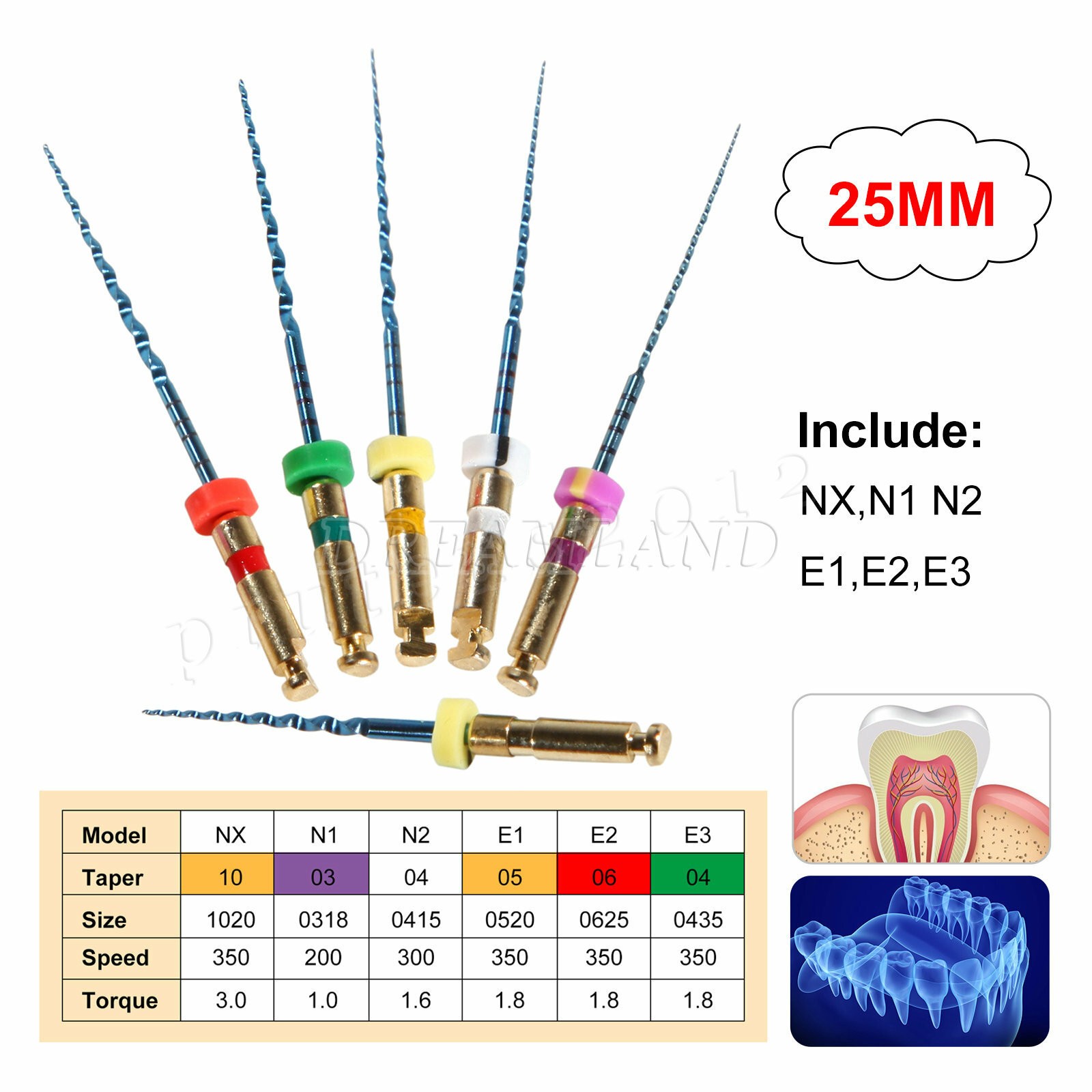 Endodontic Dental Root Canal NITI Files Rotary Endo Files 25MM SANDENT