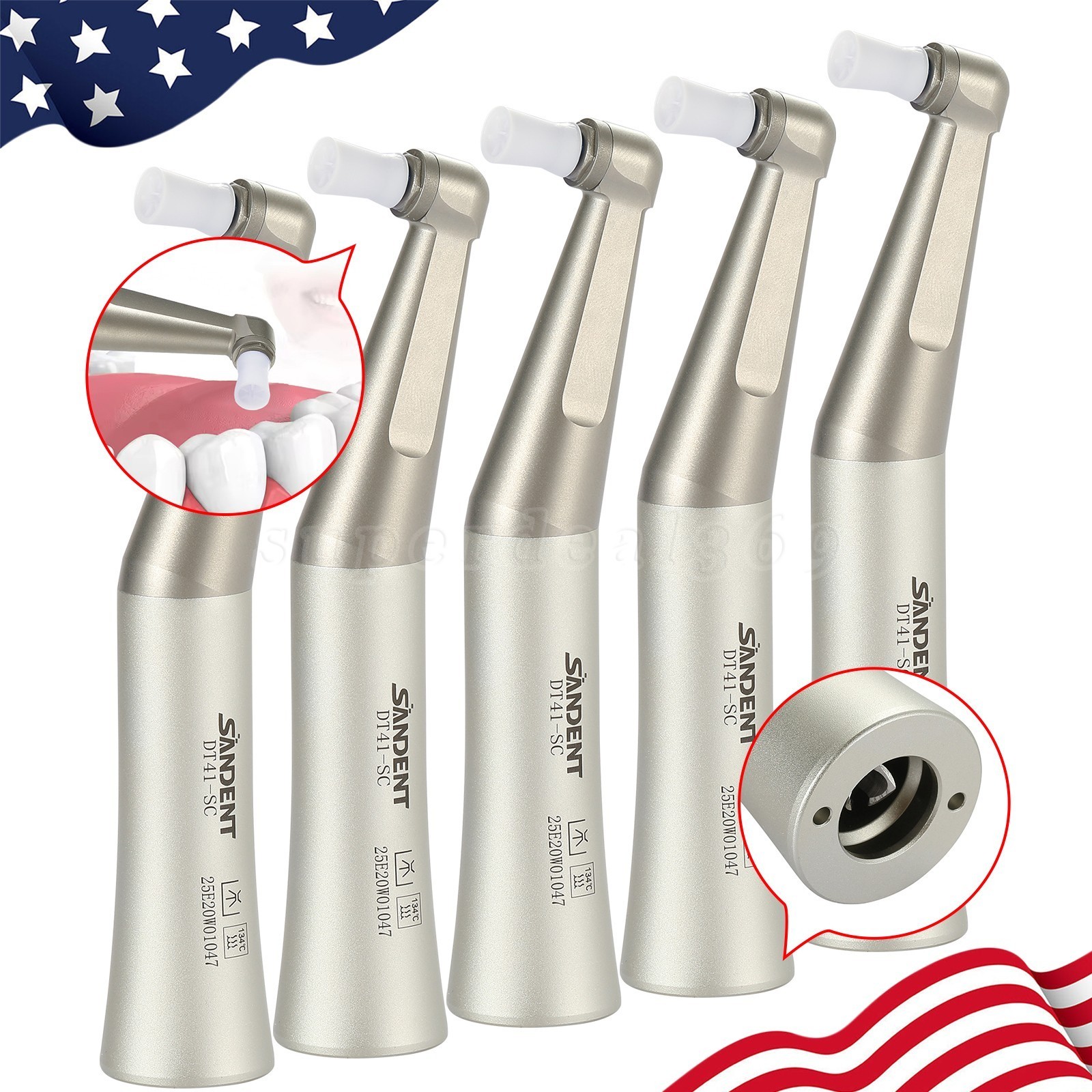 1-10 PCS Dental Prophy Handpiece Contra Angle 4:1 Screw Polishing Head Low Speed