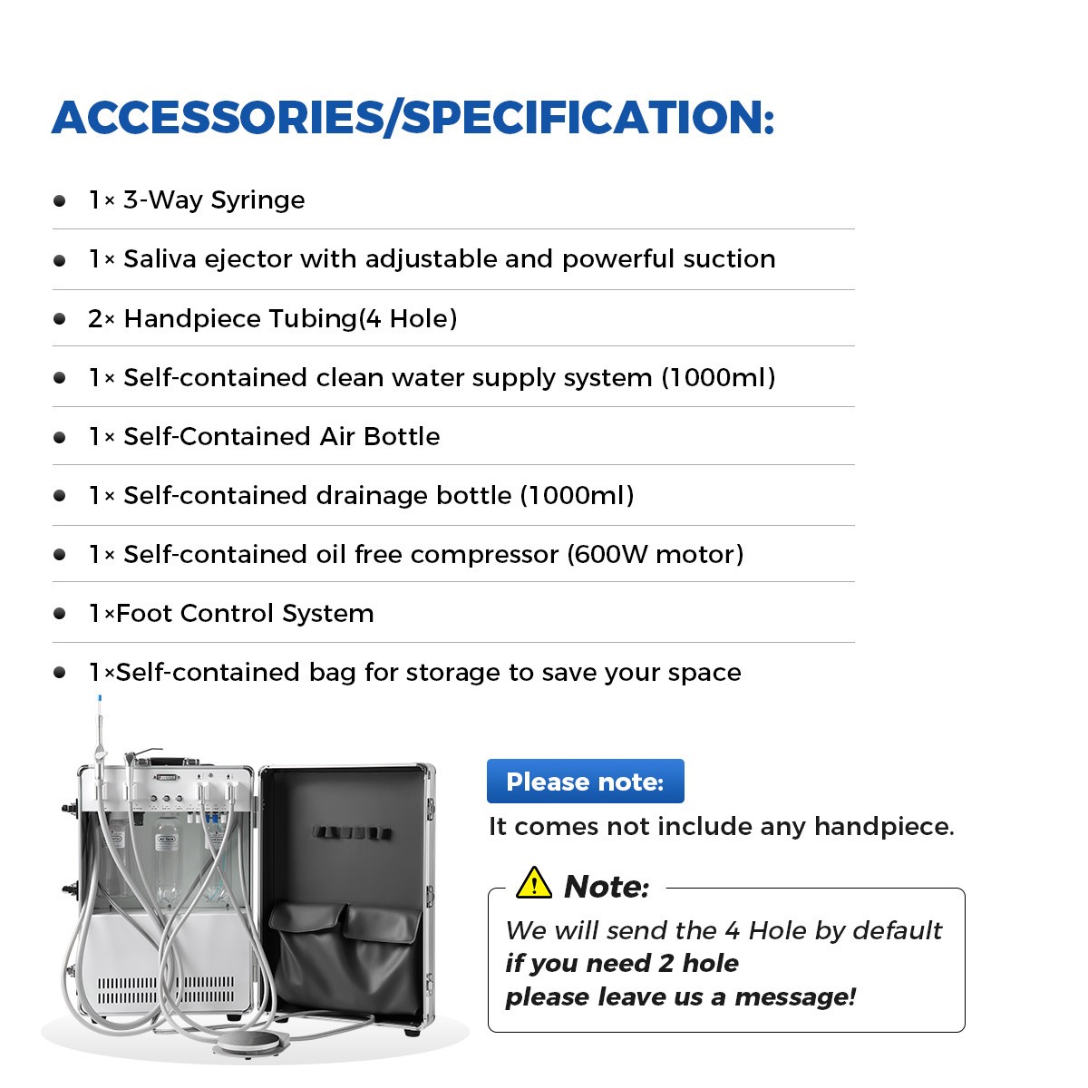 Dental Portable Unit with Air Compressor Suction System Mobile for Dental Clinic