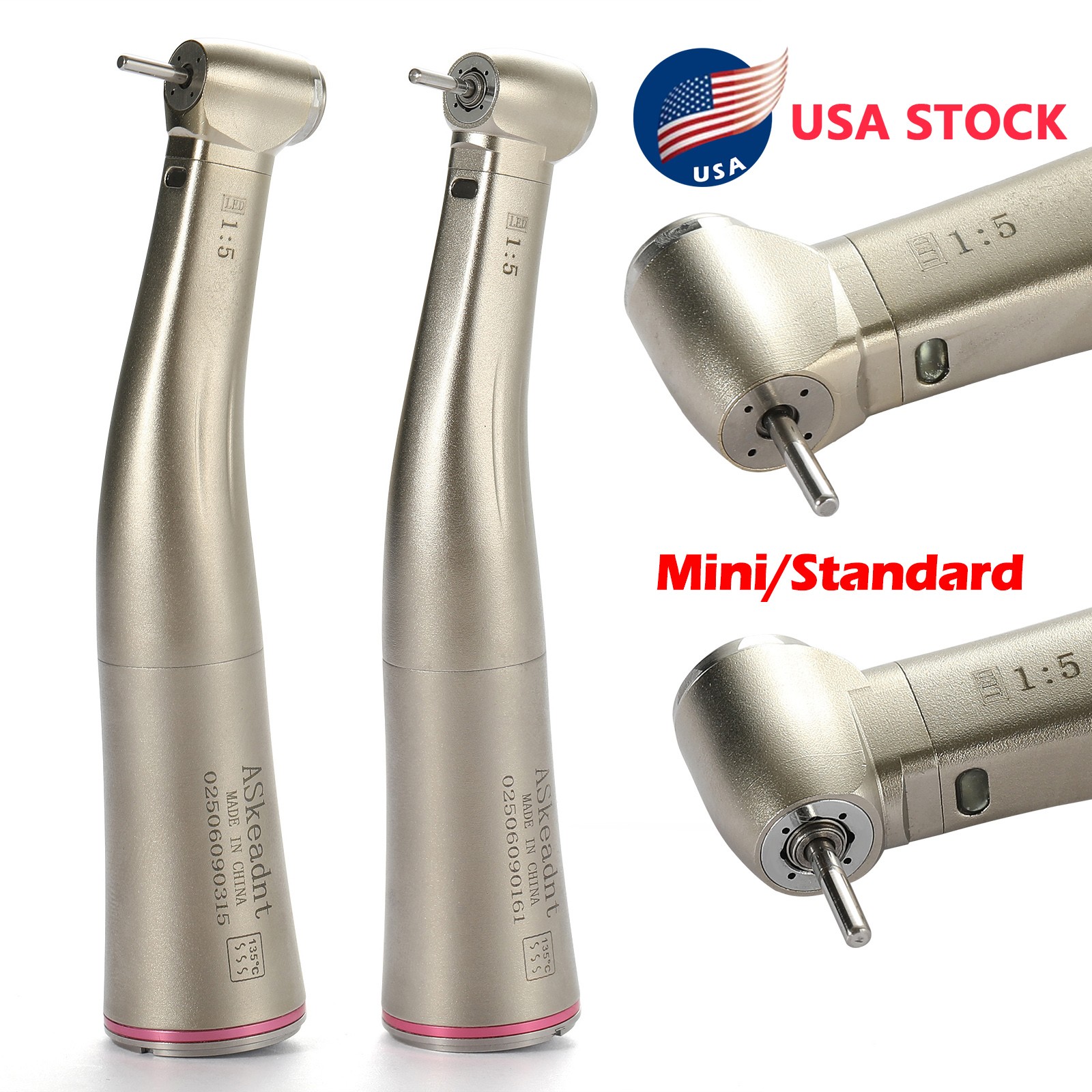 Dental Electric 1:5 LED Contra Angle/ High Speed Handpiece Push Button 2/4H YBB