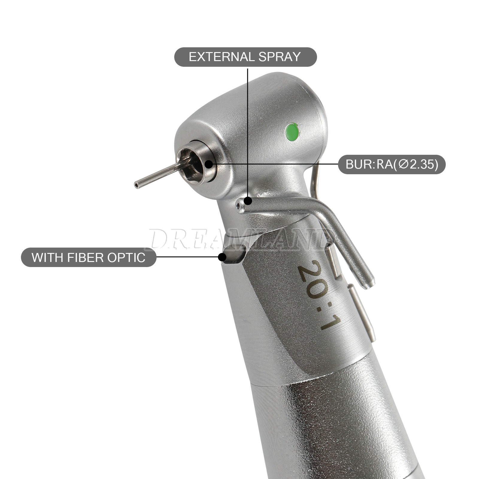 LED Fiber Optic 20:1 Detachable 75N Dental 20:1 Reduction Implant Handpiece