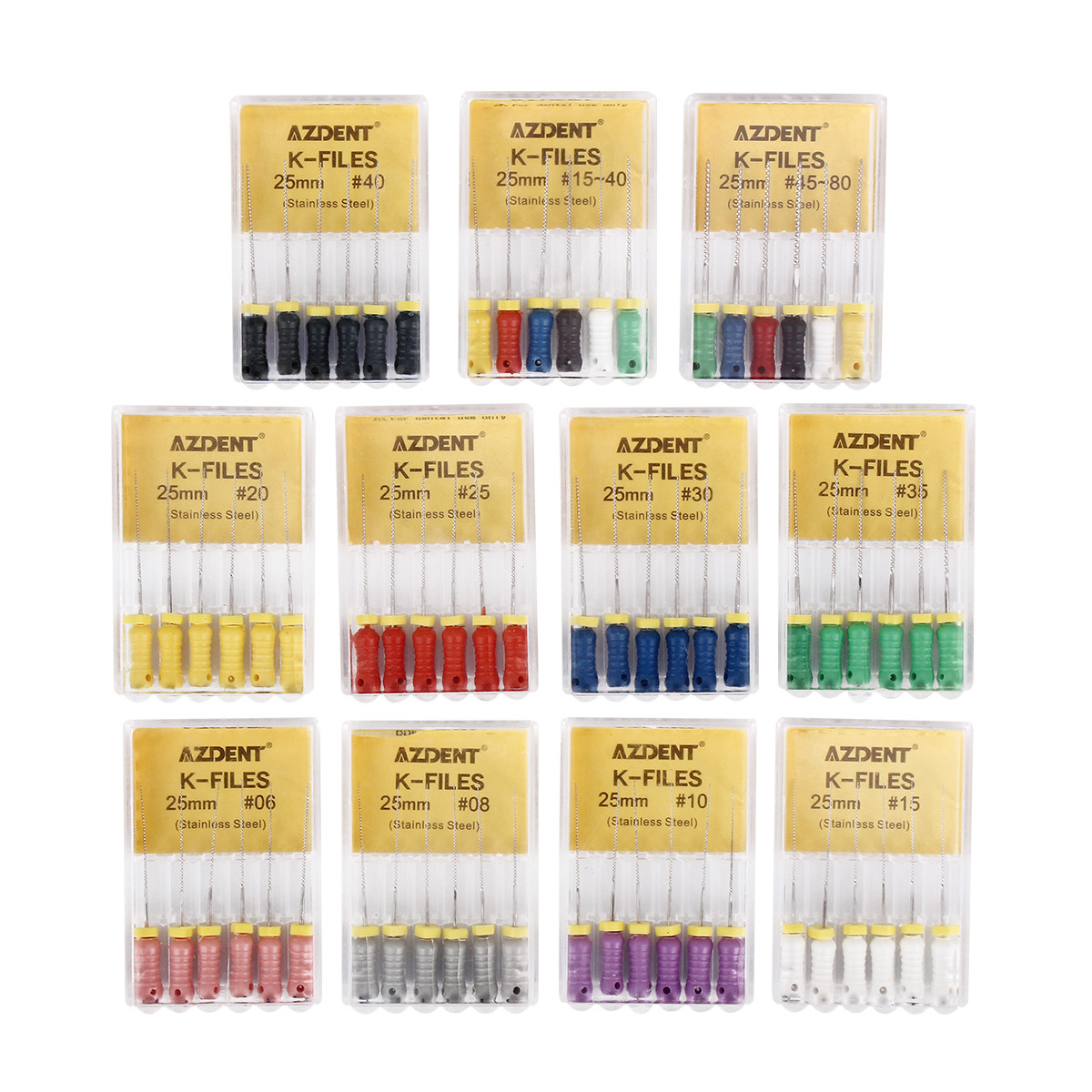 AZDENT Dental Endo Root Canal File K-FILES Stainless Steel Hand Use 21mm/25 mm
