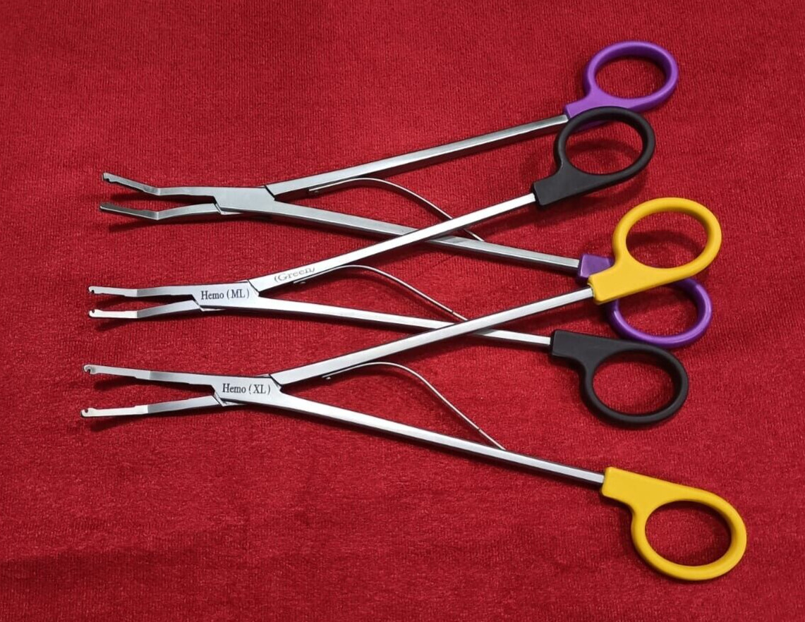 Reusable Open Surgery Hem-o-Lok Applier Purple/ Green/ Yellow (L/ML/XL) – 3 nos.