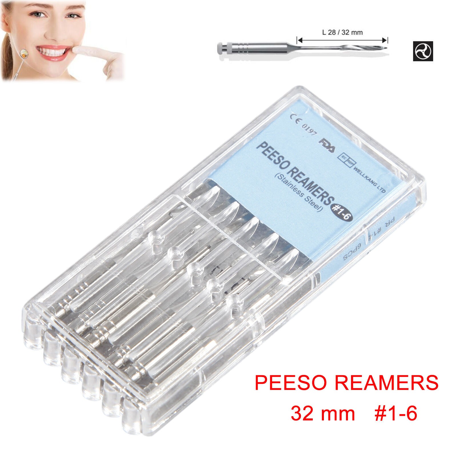 Endo Files Dental Peeso Reamers/Glidden Gates Spiral Burs Root Canal Drill 6Pcs