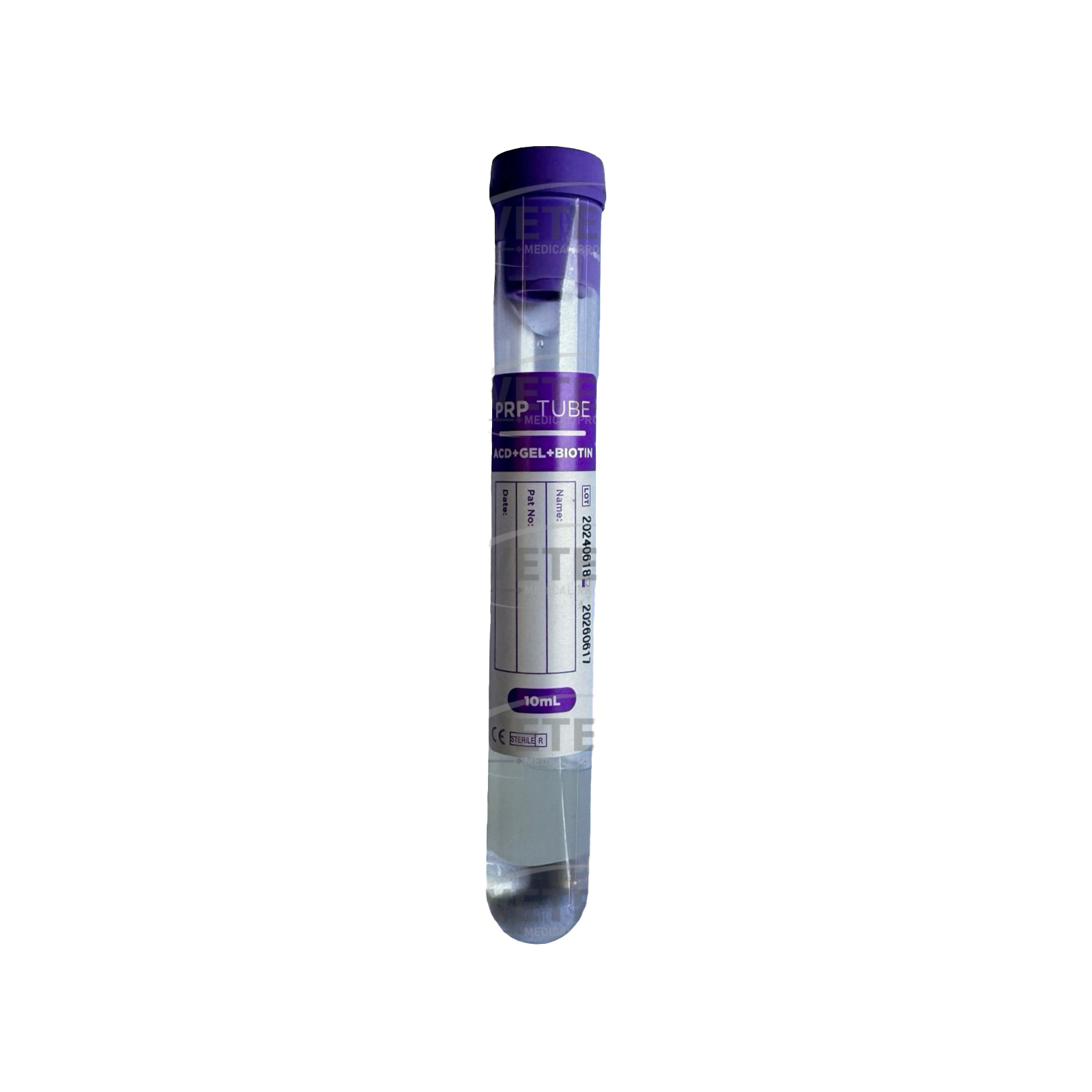 Platelet-Rich Plasma(PRP)Tubes with ACD,Gel Separator,and Biotin.EXP 06/26