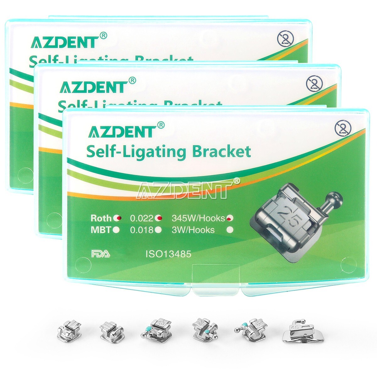 10X Dental Orthodontic Self-Ligating Brackets Braces Mini Roth.022 Hooks 345 USA