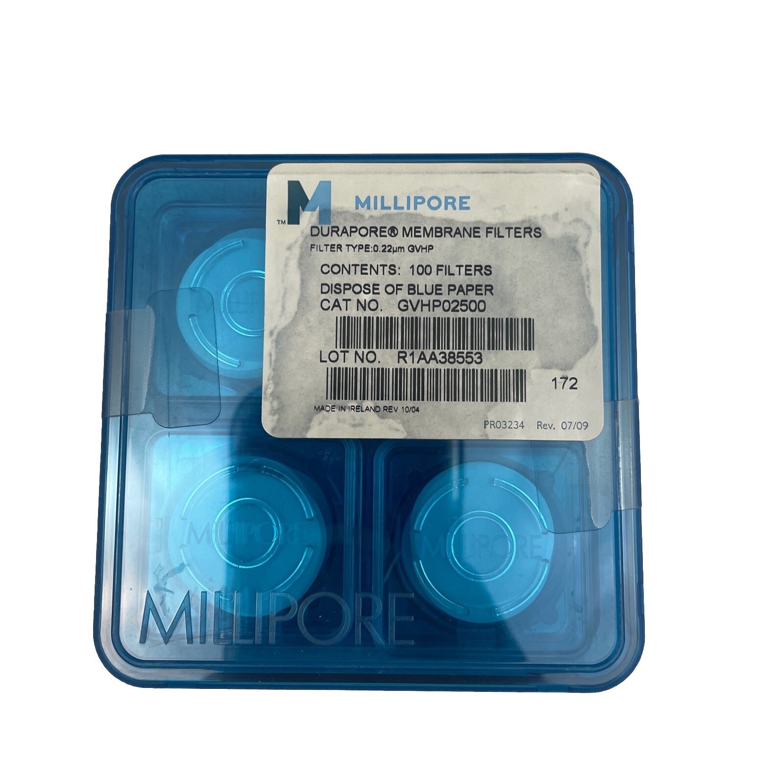 MILLIPORE GVHP02500 Durapore™ Membrane Filters, 0.22 μm 100 Count