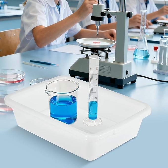3Pcs Polypropylene Lab Trays, Rectangular Plastic Tray, 13.79 x 9.85 x 3.15 inch
