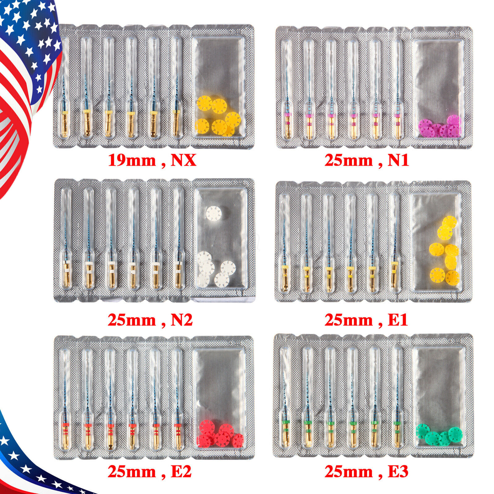 Dental Endodontic Endo Memory Engine Rotary Root Canal NiTi File 25mm files 6PCS