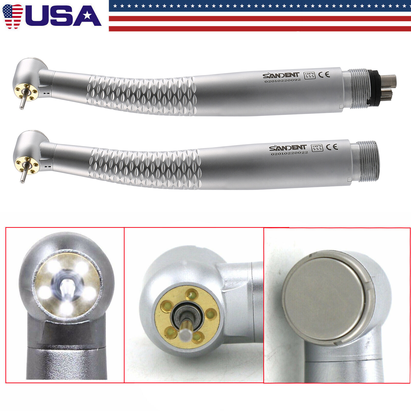 W/H Style Dental LED E-generator High Speed Handpiece 5*Bulb Fiber Optic / Rotor