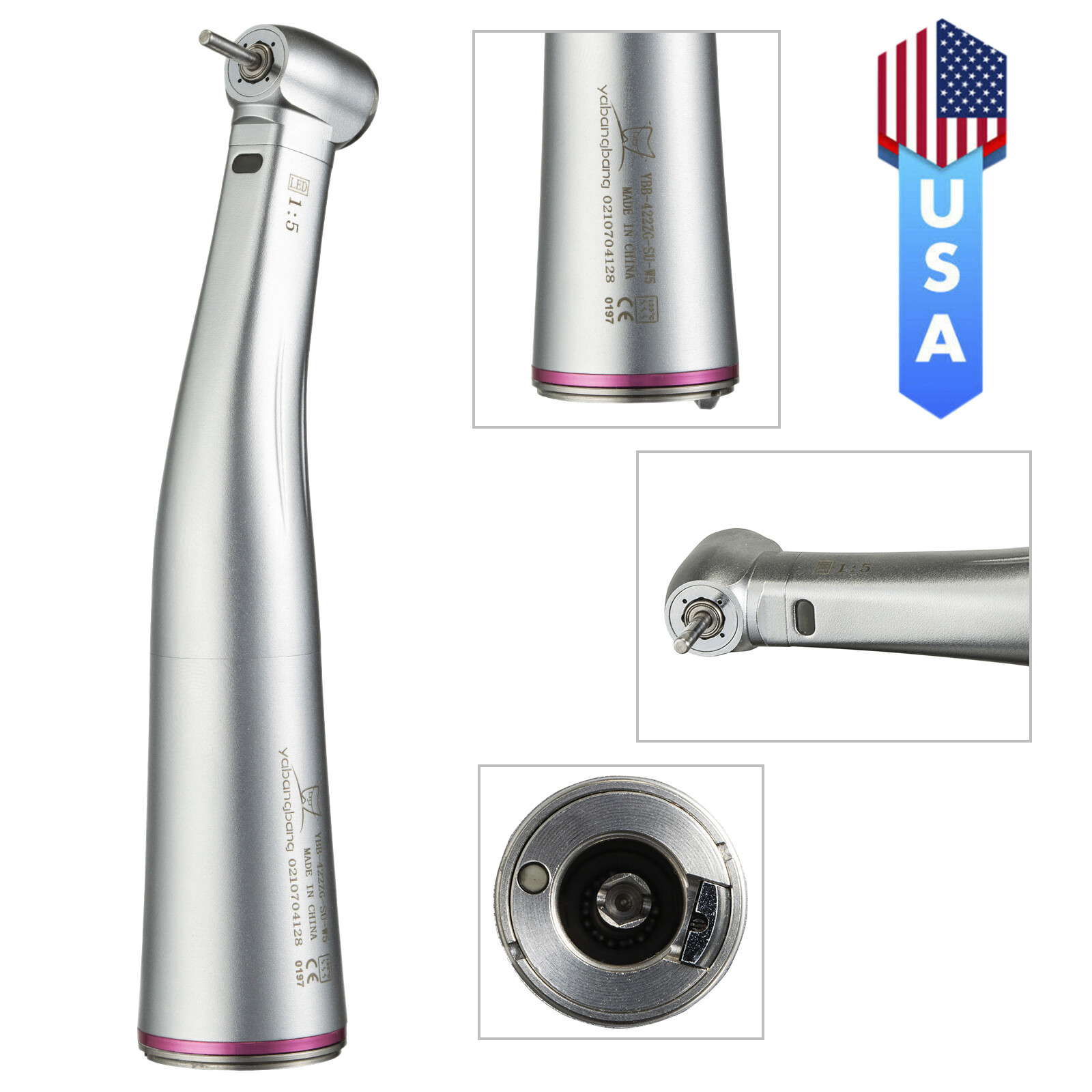 1-4pc 1:5 (LED Fiber Optic) Contra Angle Increasing Dental Handpiece YBB E-TYPE