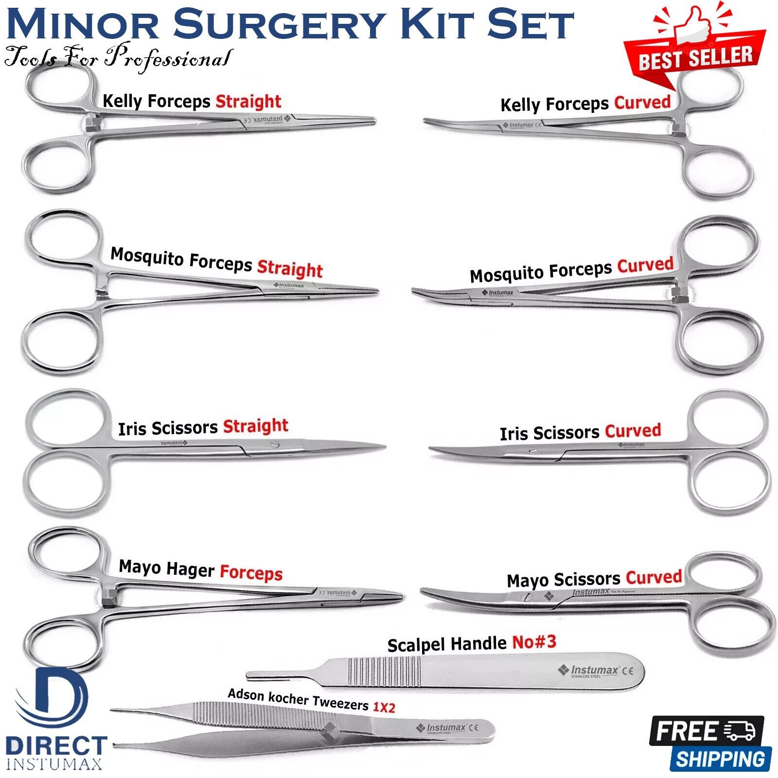 Minor Surgery Kit Set Of 10-PCS Surgical Dissection Tools Veterinary Instruments
