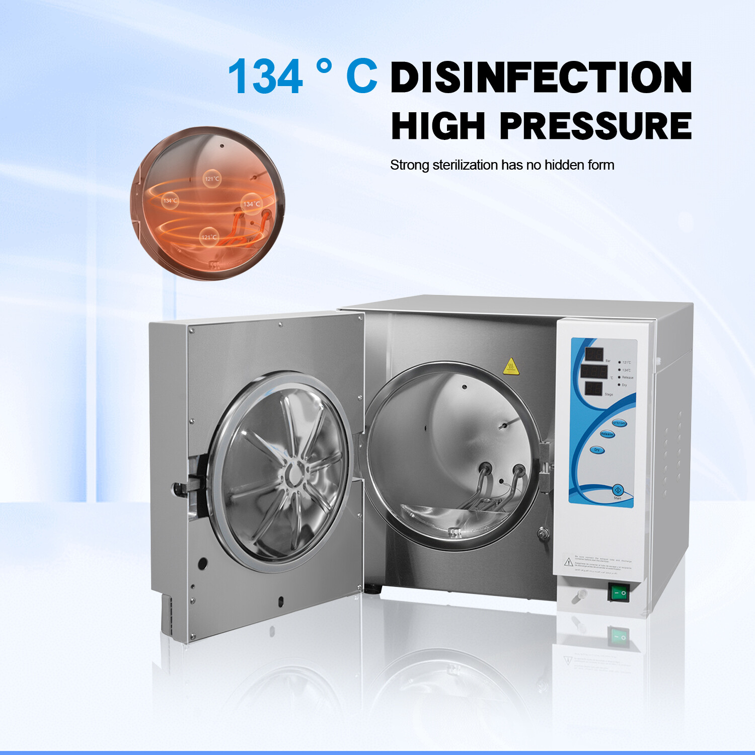 18L Dental Autoclave Vacuum Steam Sterilizer Disinfection Cabine Heat Drying CE