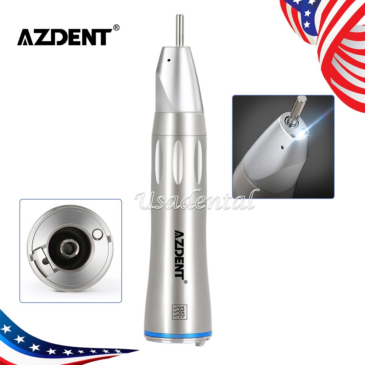 Dental 1:1 LED Straight Nose Low Speed Handpiece Fiber Optic Inner Water Spray