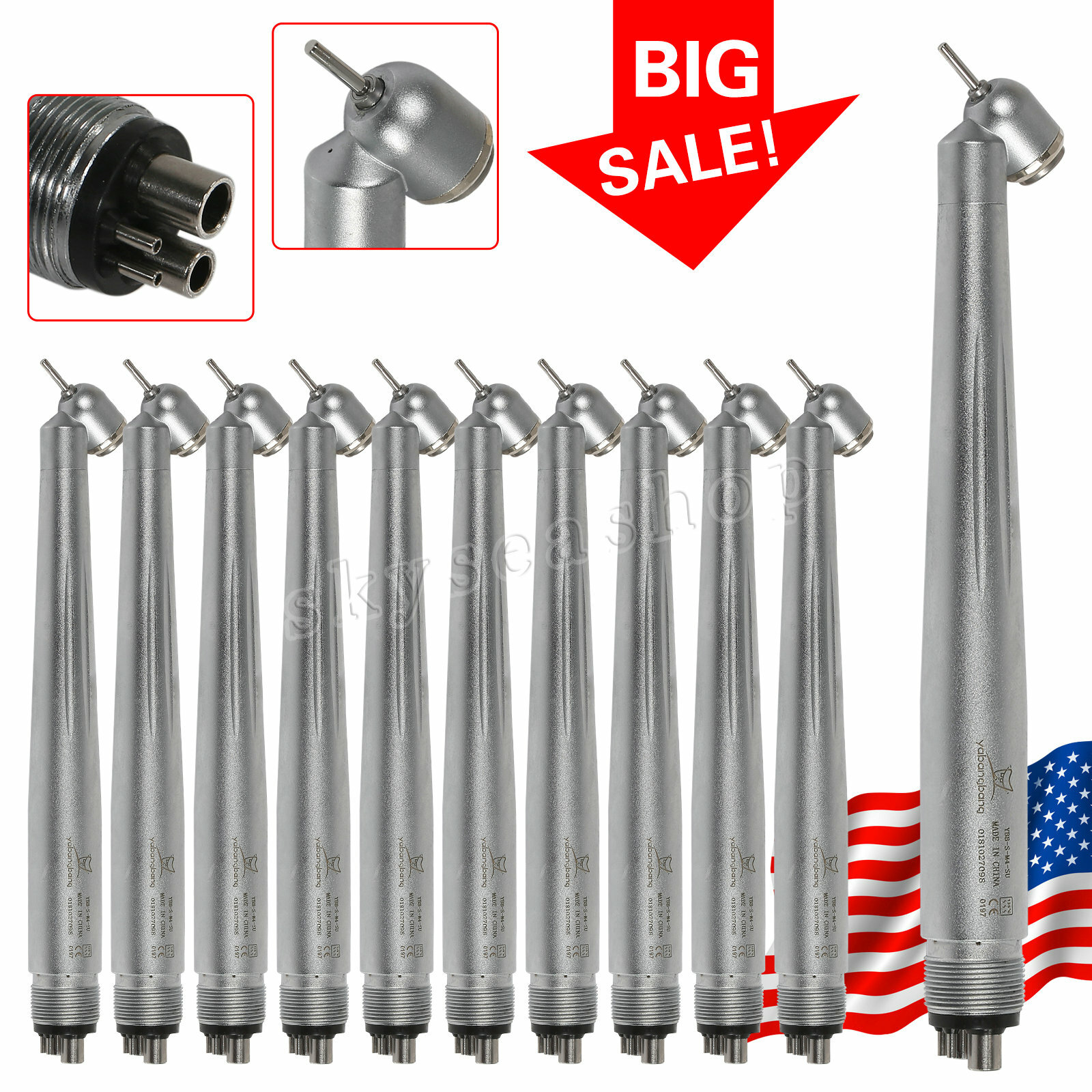 Dental 45° High Speed Handpiece Surgical Single Spray 4 Hole Push Button Ere