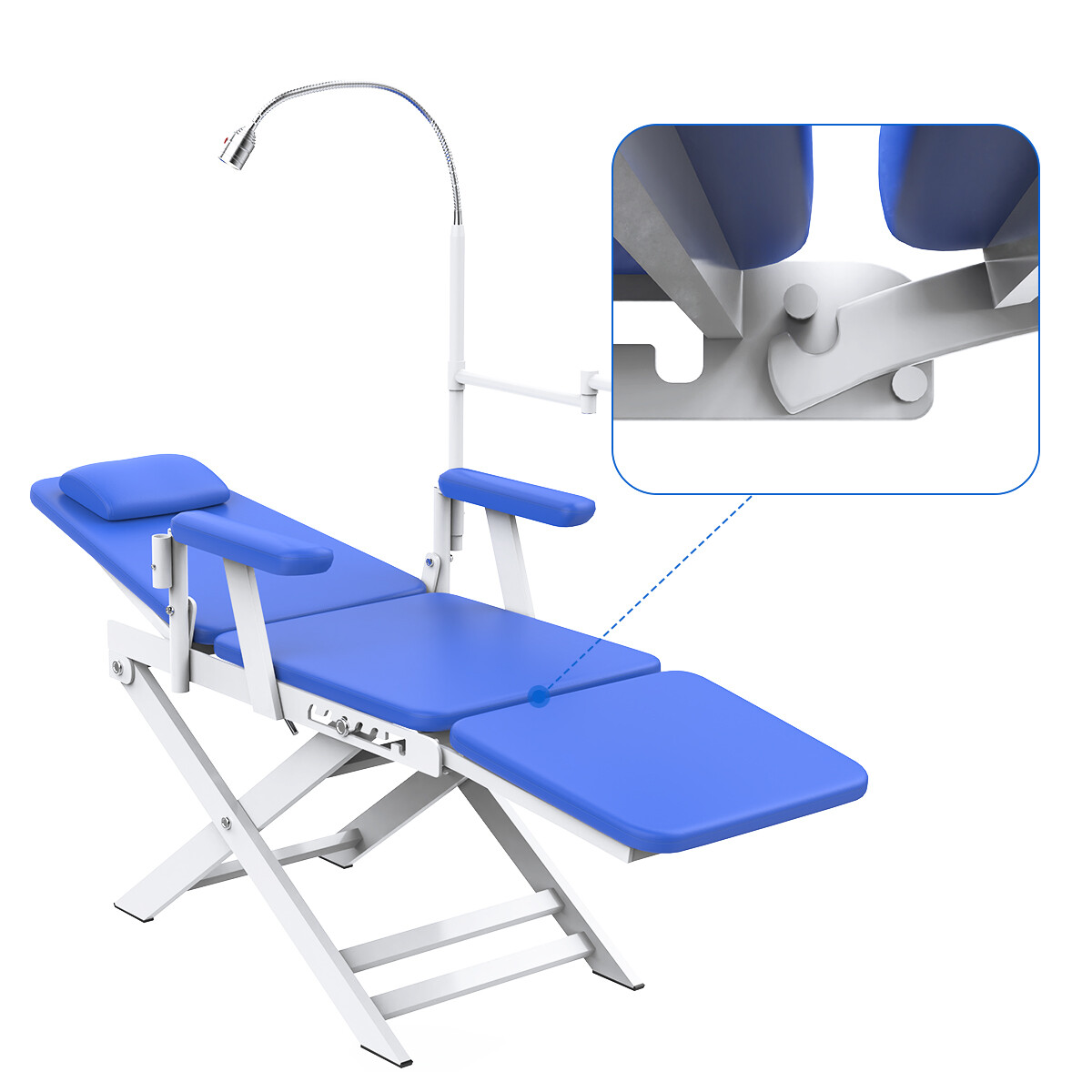 Portable Dental Folding mobile Chair+Turbine Unit 4Hole+LED light+Tray