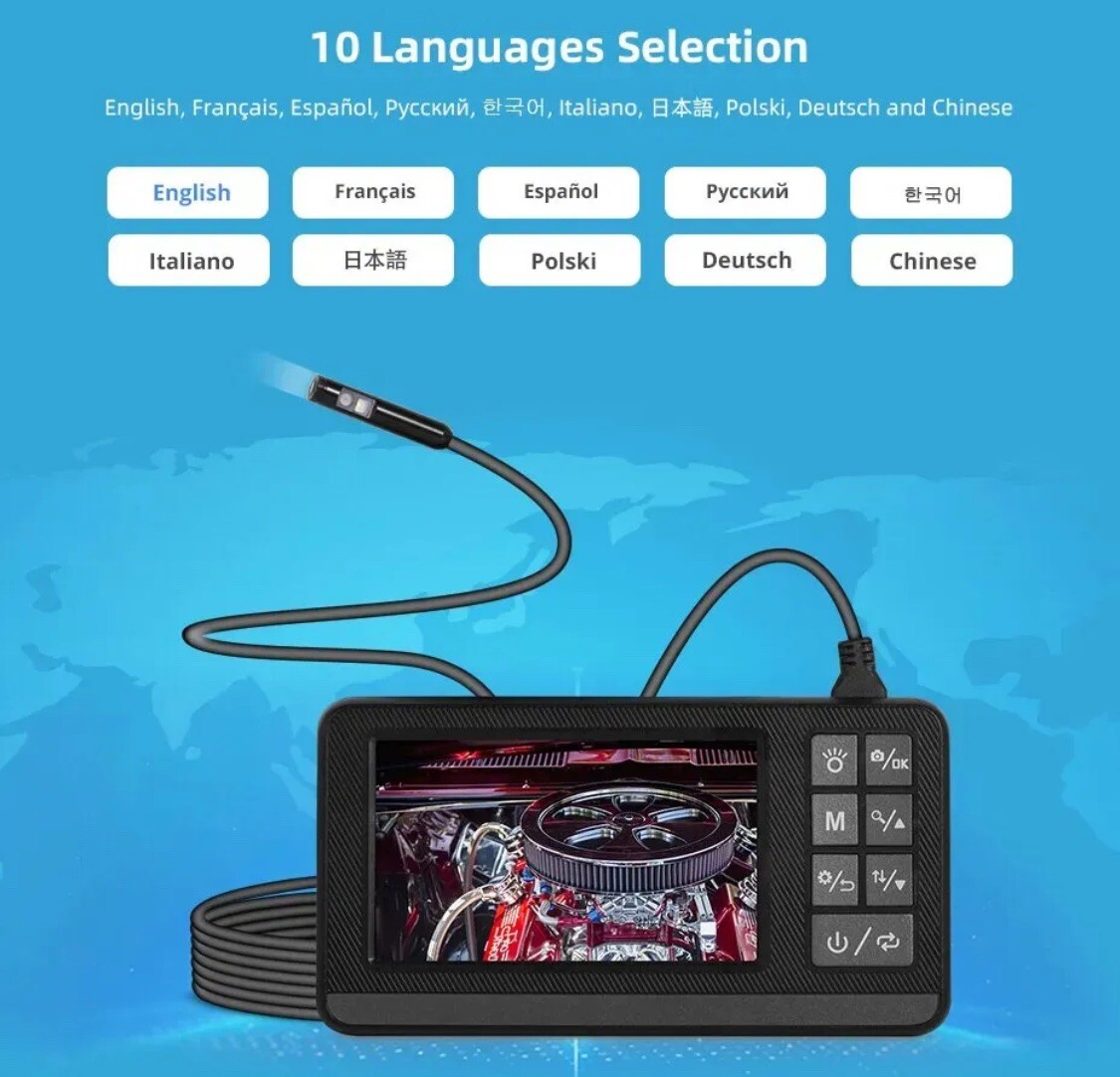 Single Lens Endoscope Camera with 1080P 4.3″ IPS Screen IP67 Waterproof-USA