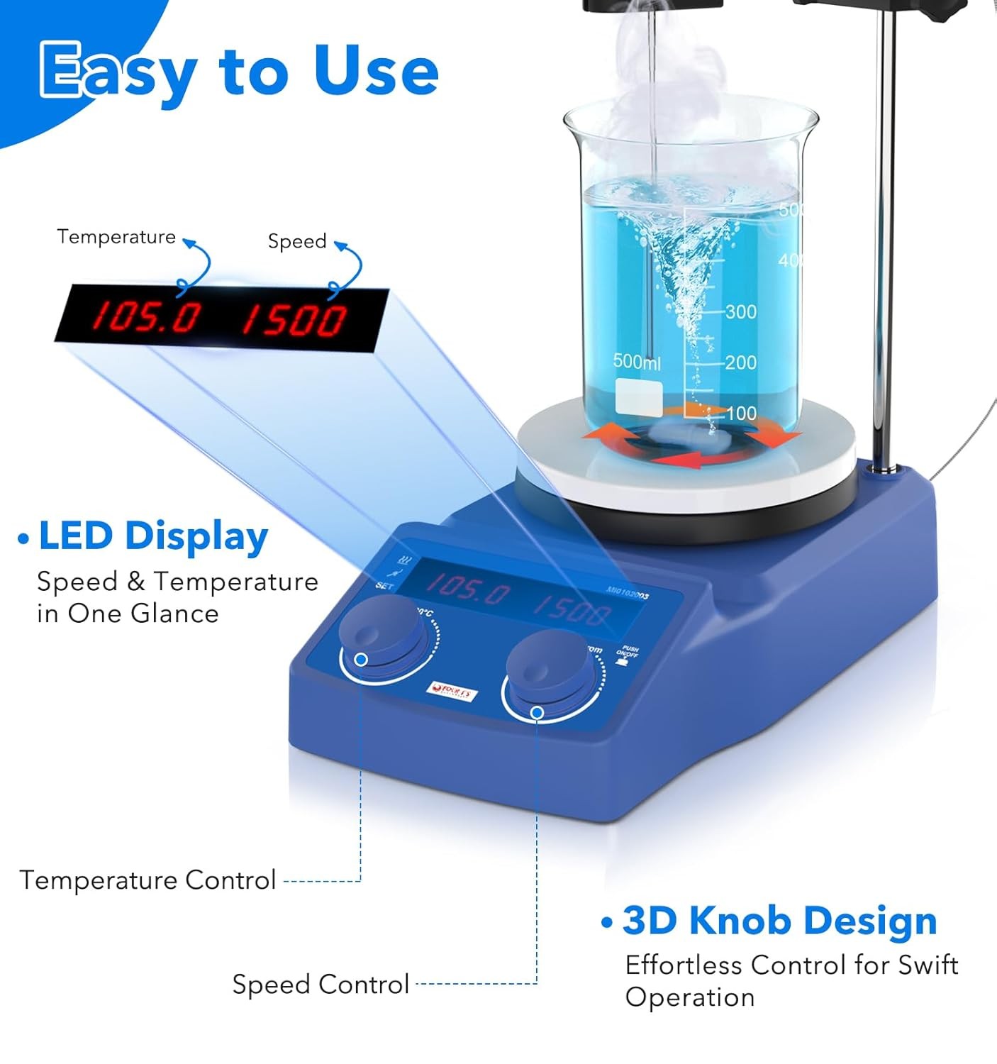 Magnetic Stirrer Hot Plate Lab Heating Plate 5Inch Lab Mixer w/ Stir Bar 600W