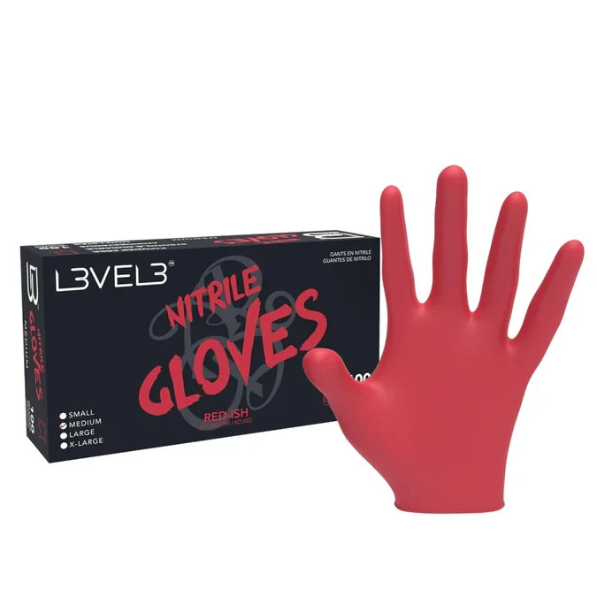 Level 3 Professional Nitrile Gloves L Available Red-Ish Color 100 Pack NEW