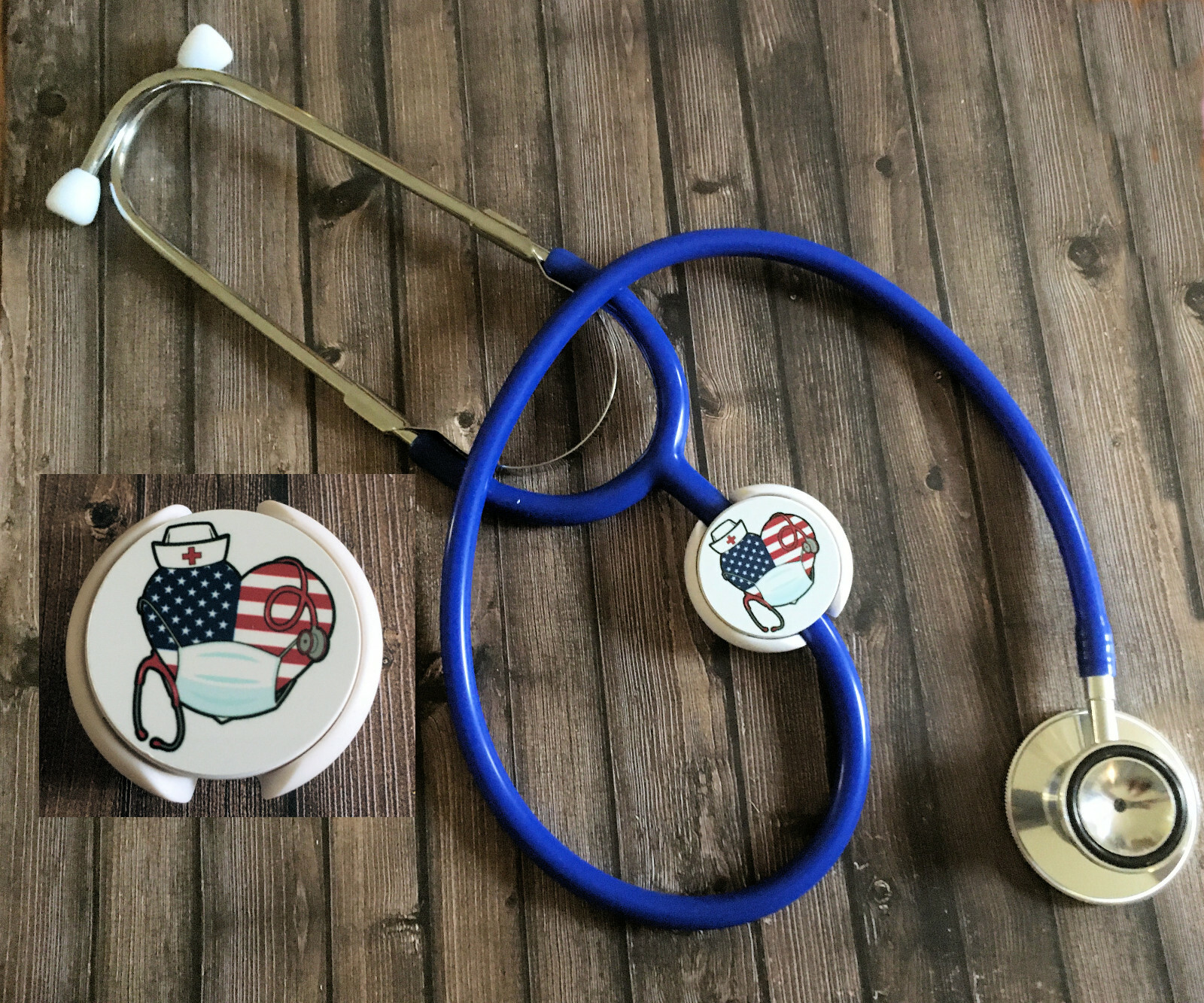 Decorative Stethoscope Clip -Patriotic Nurse
