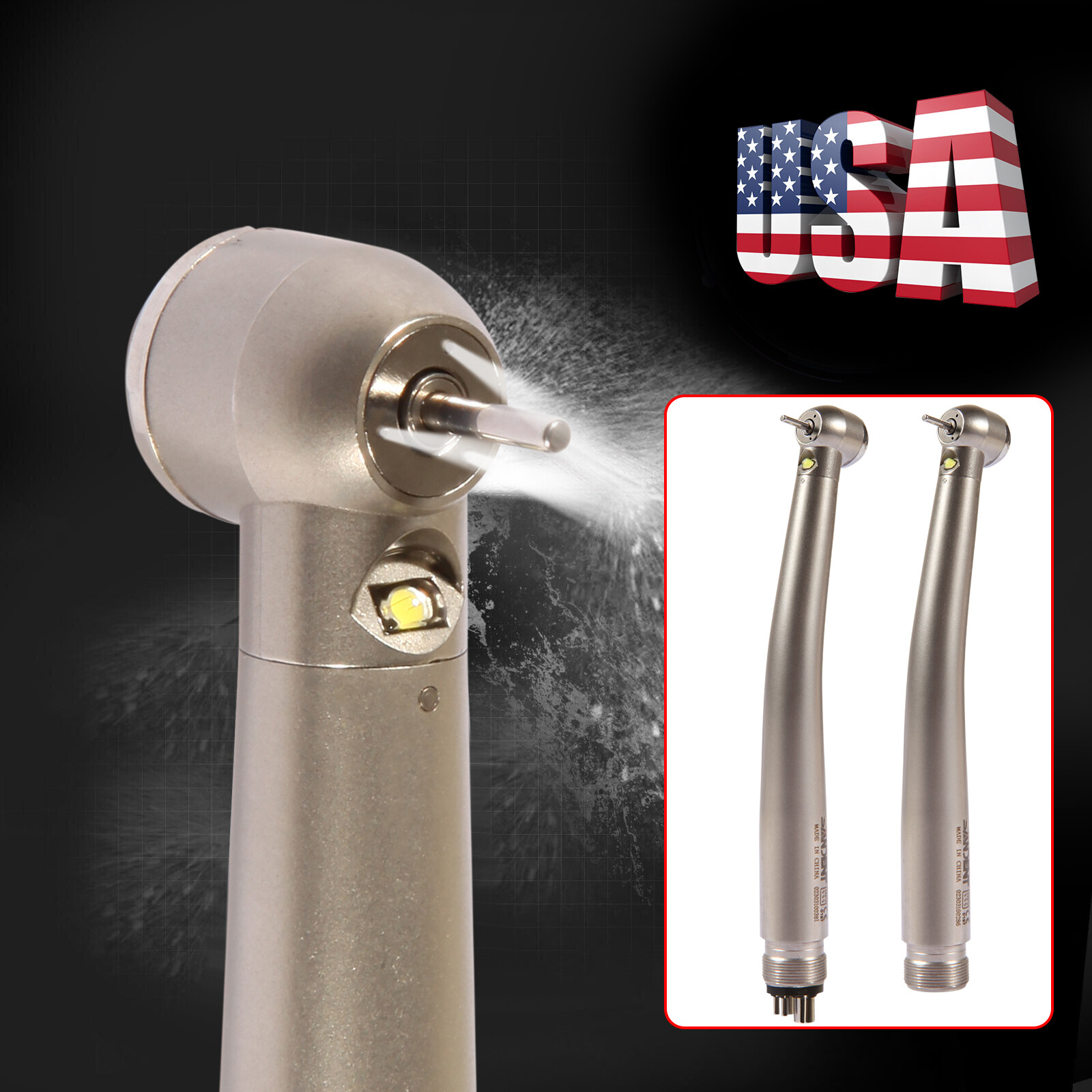 Dental High Speed E generator LED Handpiece Air Turbine Steel Bearings 2 4 Hole