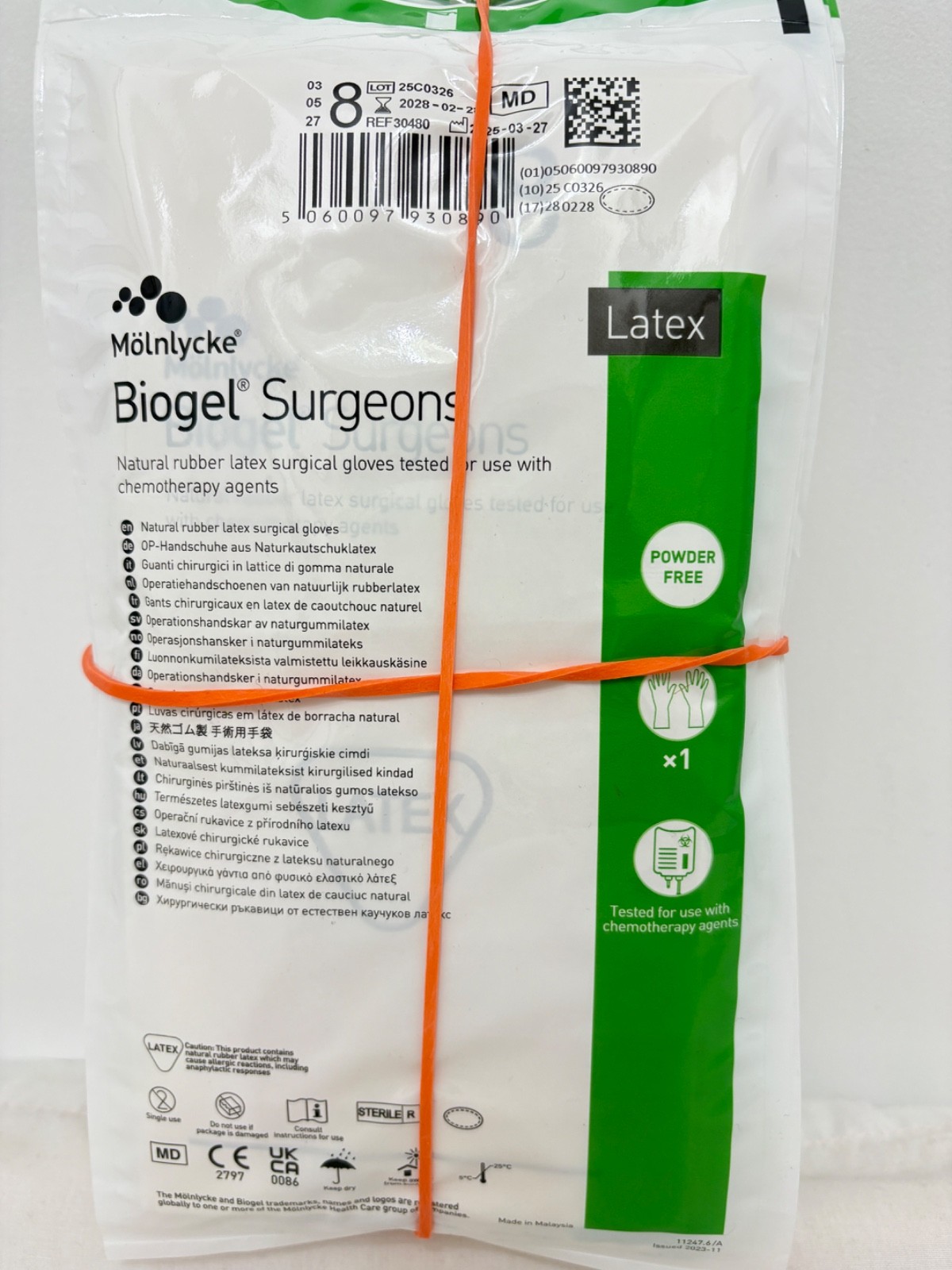 Lot of 13 Pairs Molnlycke Biogel SIZE 8 Surgeons Surgical Gloves 30480