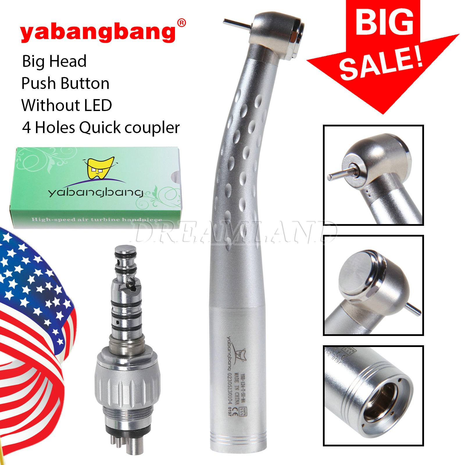 KAV Style Dental High Speed Turbine Big Head Handpiece 4H Quick Coupler Swivel