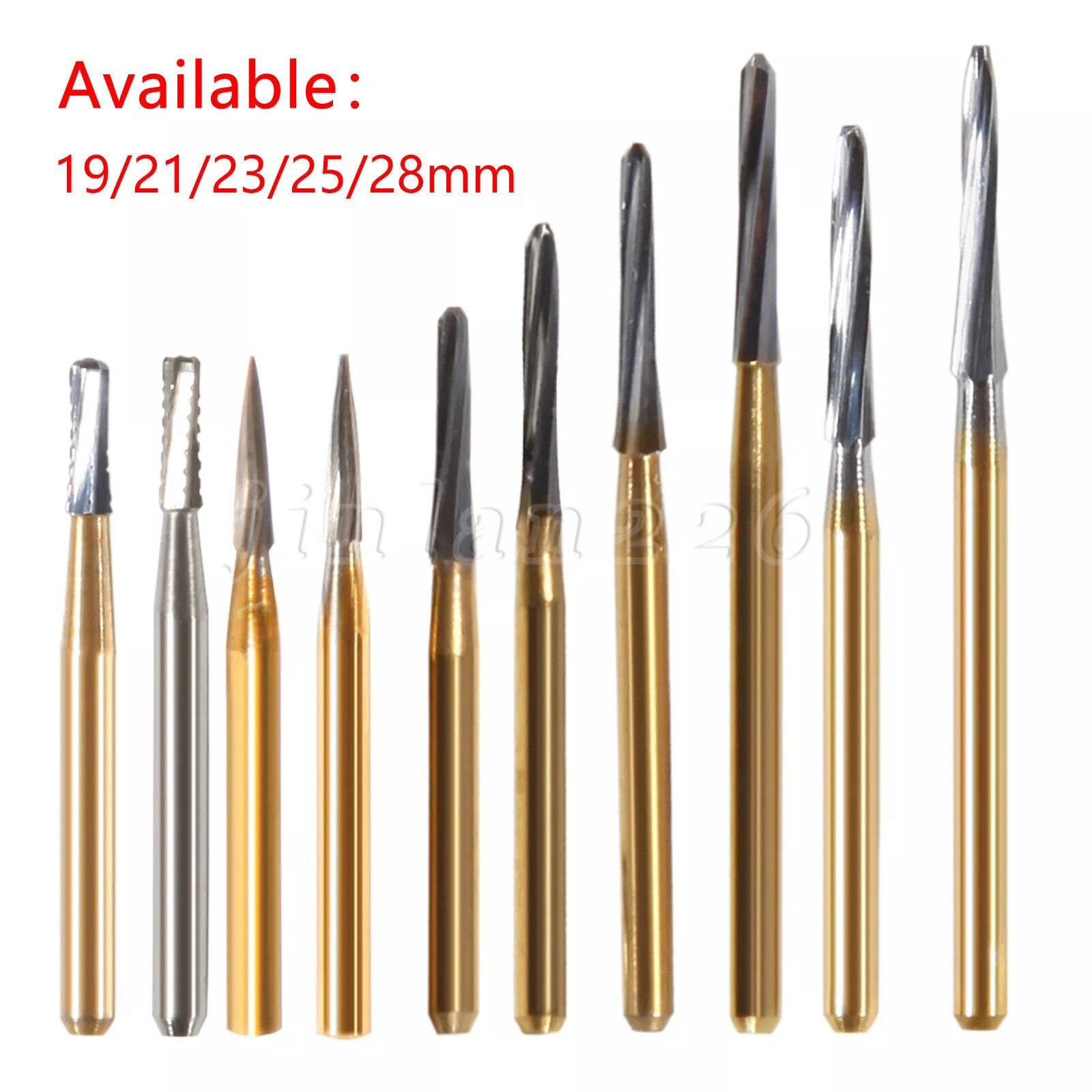 Round Carbide Burs for Friction Grip High FG (Choose Your Size & Qty) 19mm 25mm