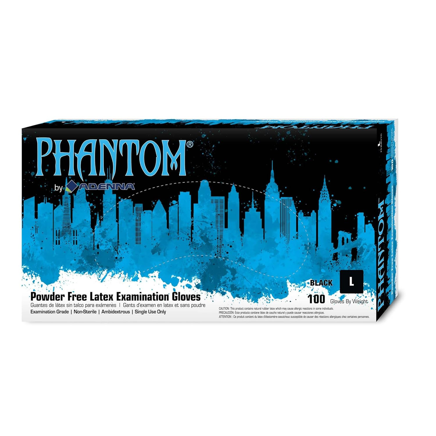 Large Black Latex Exam Gloves Powder Free 100 Count
