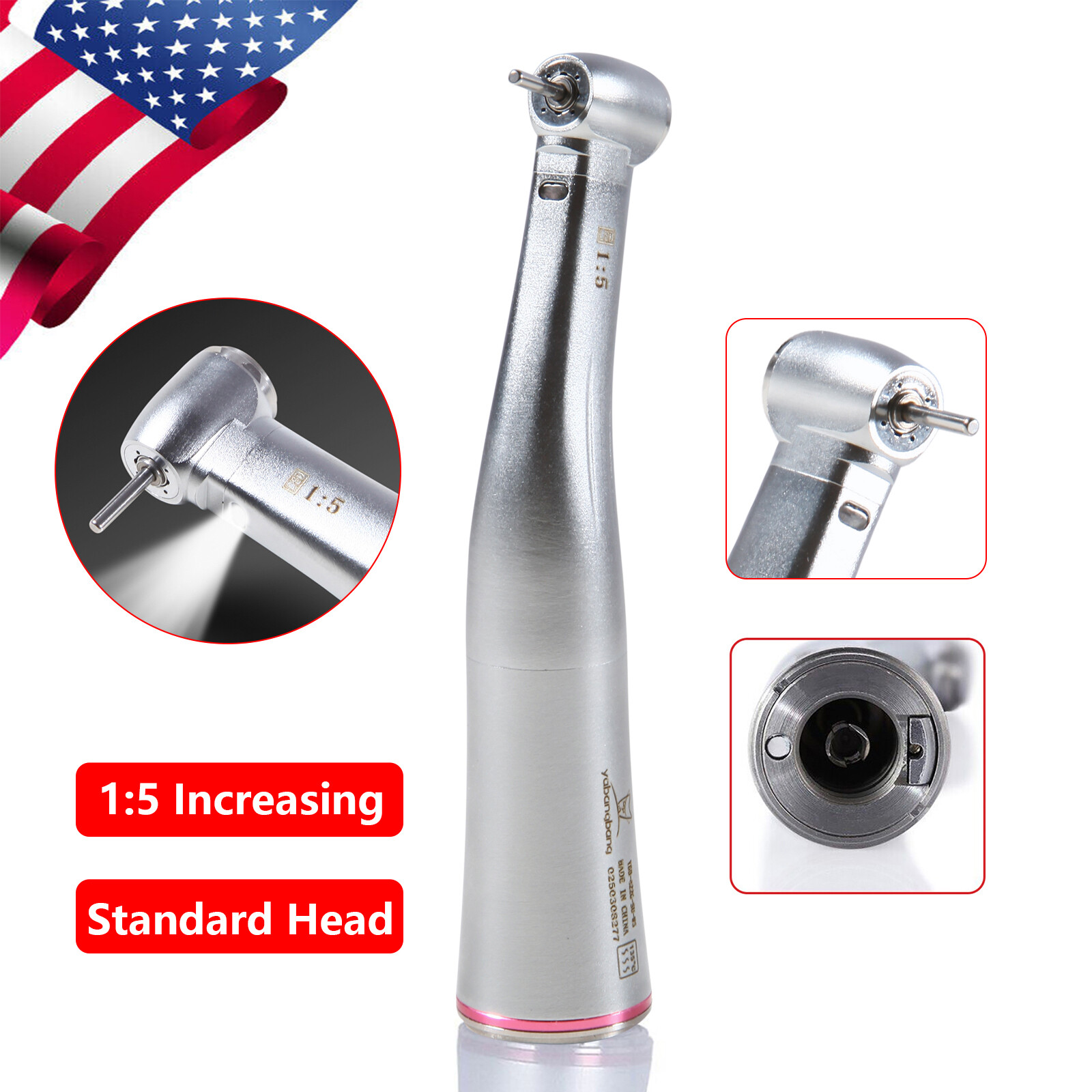 Dental 1:5 Increasing LED Contra Angle Handpiece Quattro Water Spray E-type sk