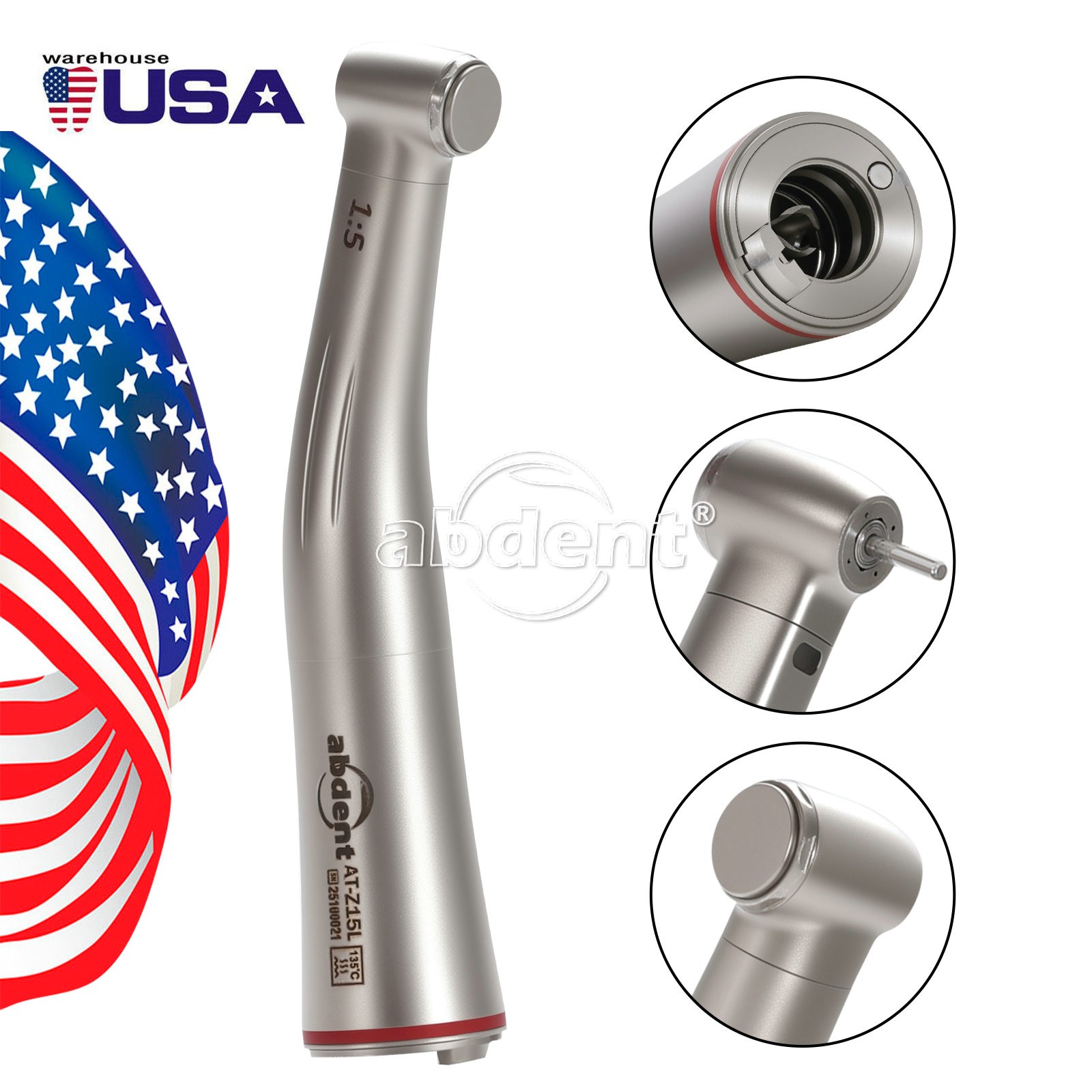 USA Dental 1:5 LED Fiber Optic Increasing Contra Angle Fit Electric Motor