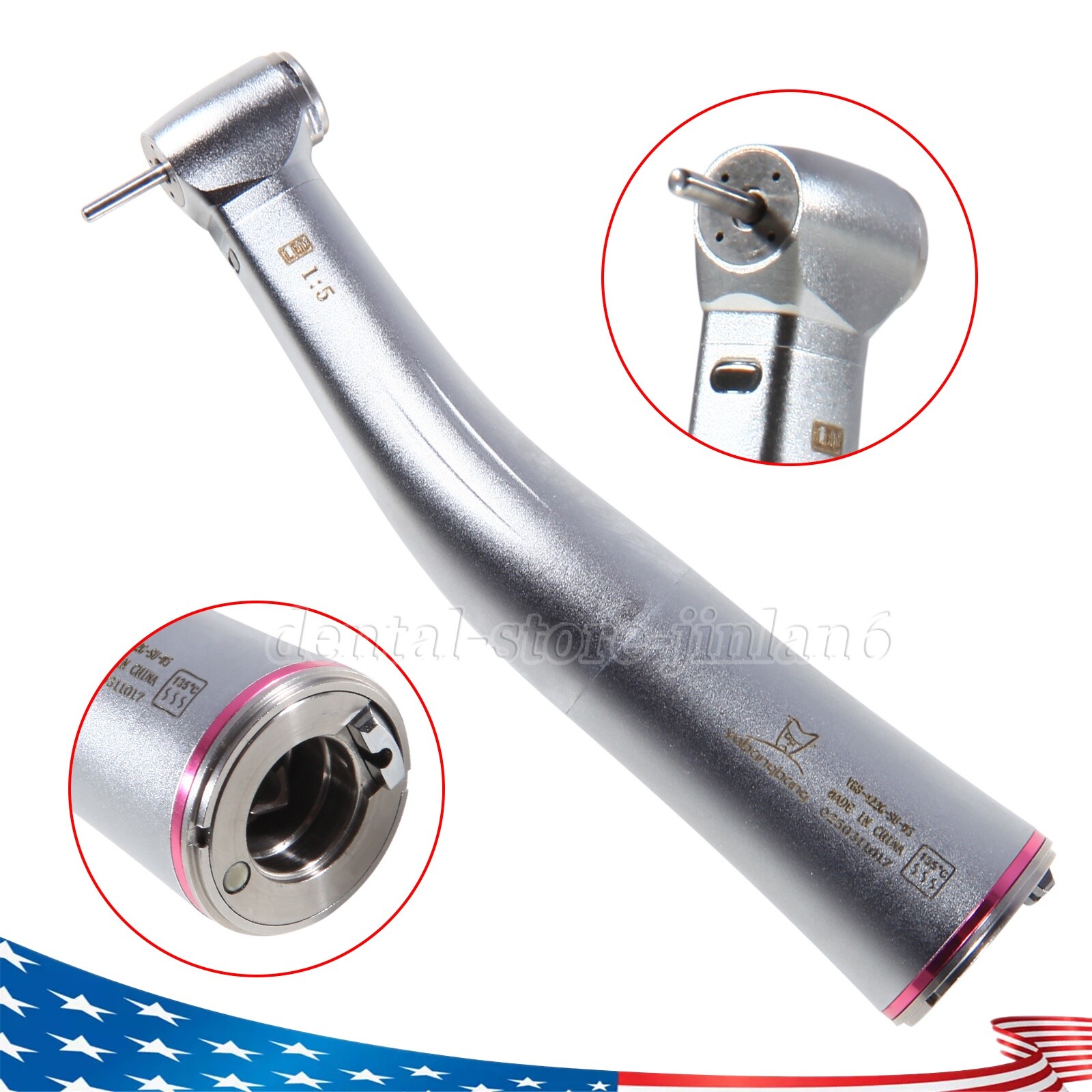 Dental 1:5 Contrangulo Agua-Spray interno FG1.6mm Fiber Optic Handpiece fit NSK