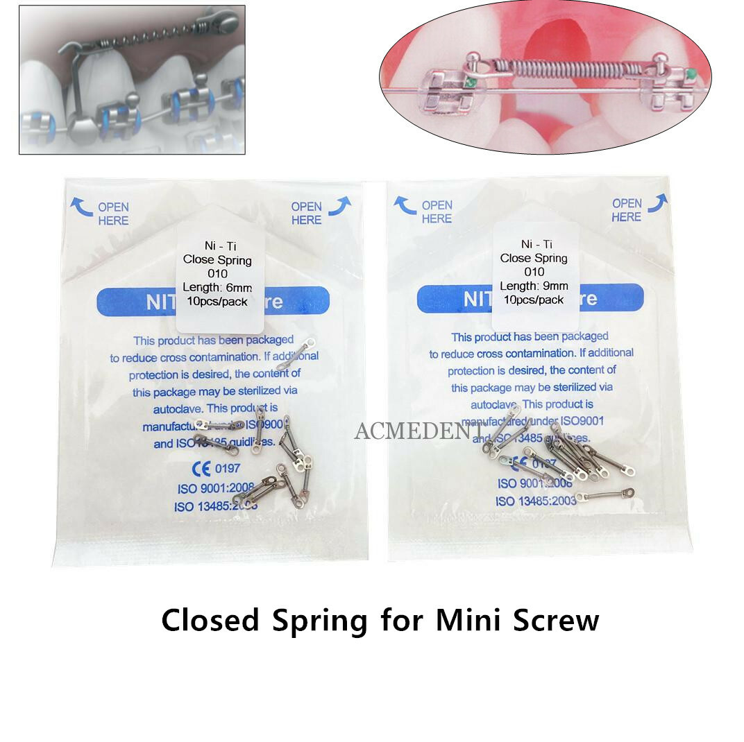 Dental Closed Coil Spring Mini Screw Implants NiTi Eyelet Orthodontic Springs