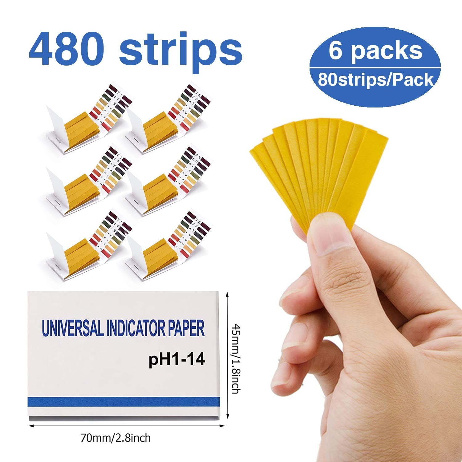 480 Strips Full Range 1-14 Universal pH Test Litmus Paper pH Soap Making Testing