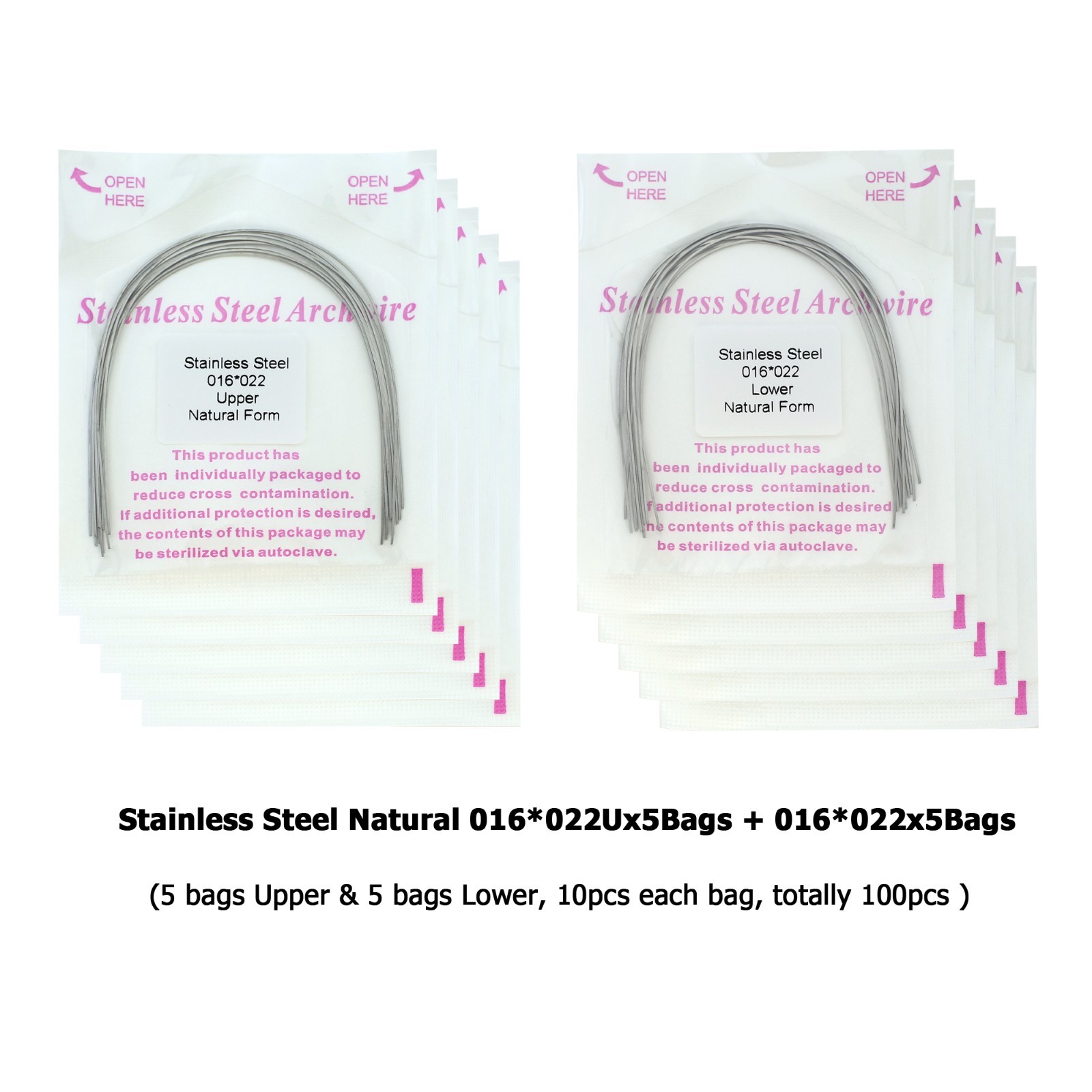 Dental Orthodontic Arch Wire Stainless Steel Natural Form Round Rectangular U L