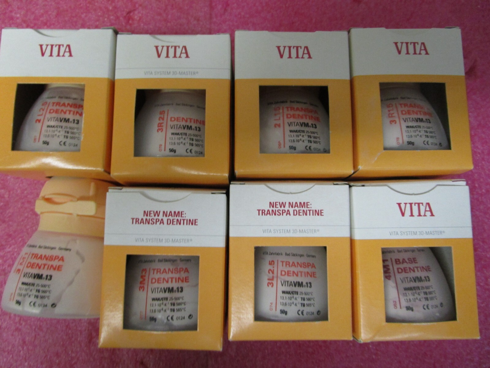 Vita VM13 Base Dentine & Transpa Porcelain Powders – Lot of 8 – New