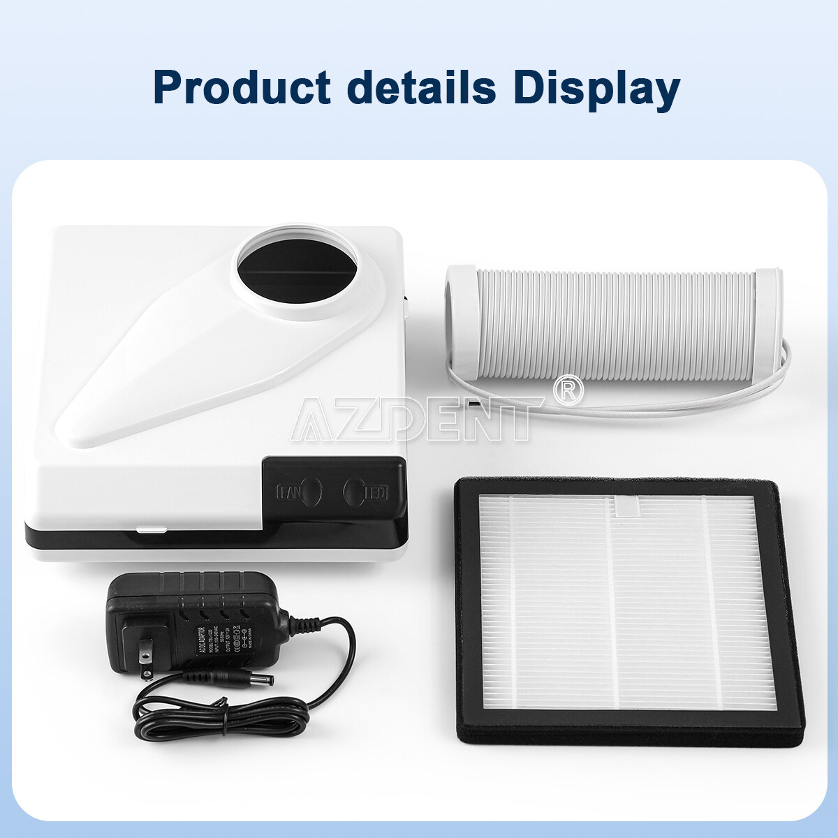 LED Portable Nail Dental Lab Desktop Dust Collector Machine Vacuum Cleaner 65W