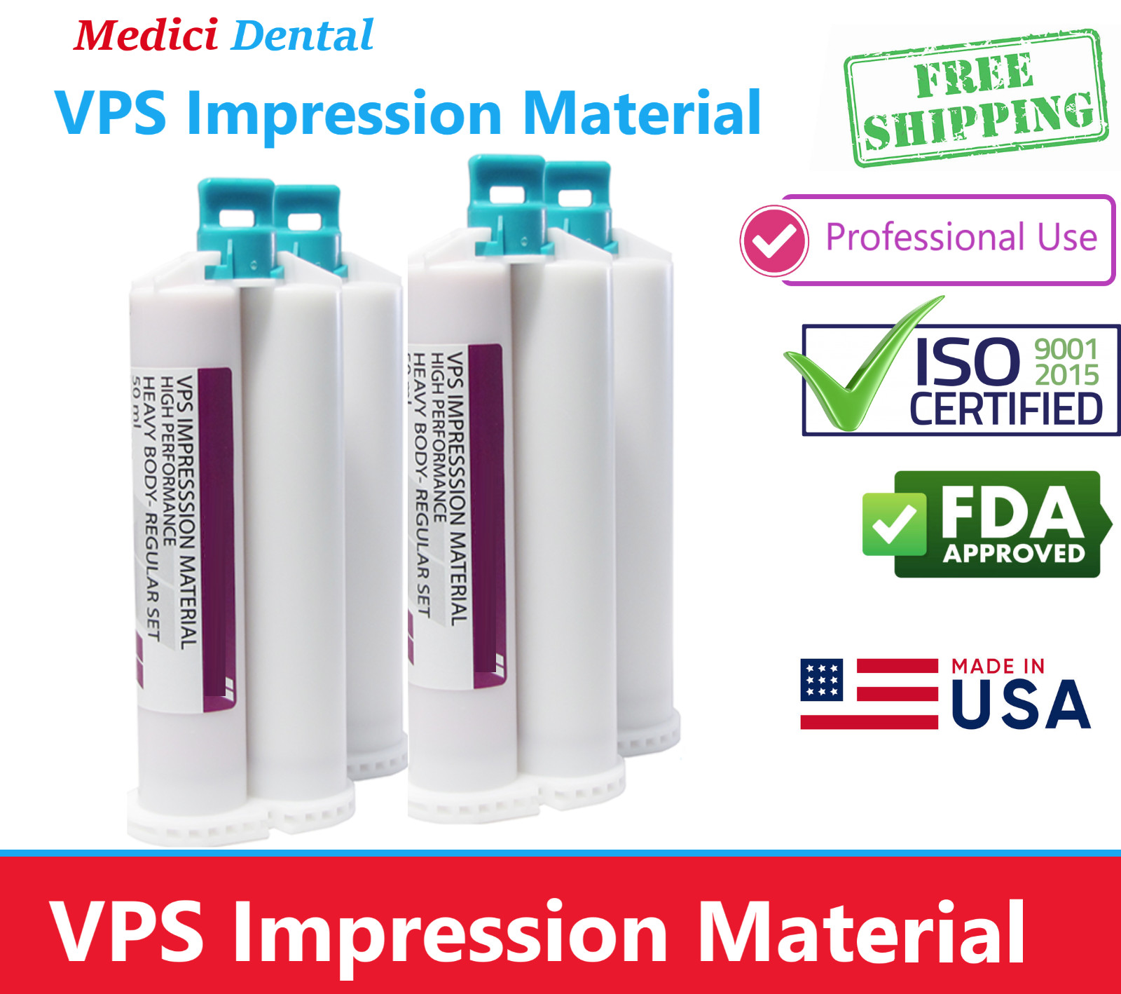 Dental VPS Impression Material Light /Heavy/ Body /Alginate PVS Upto 20 Cartidge