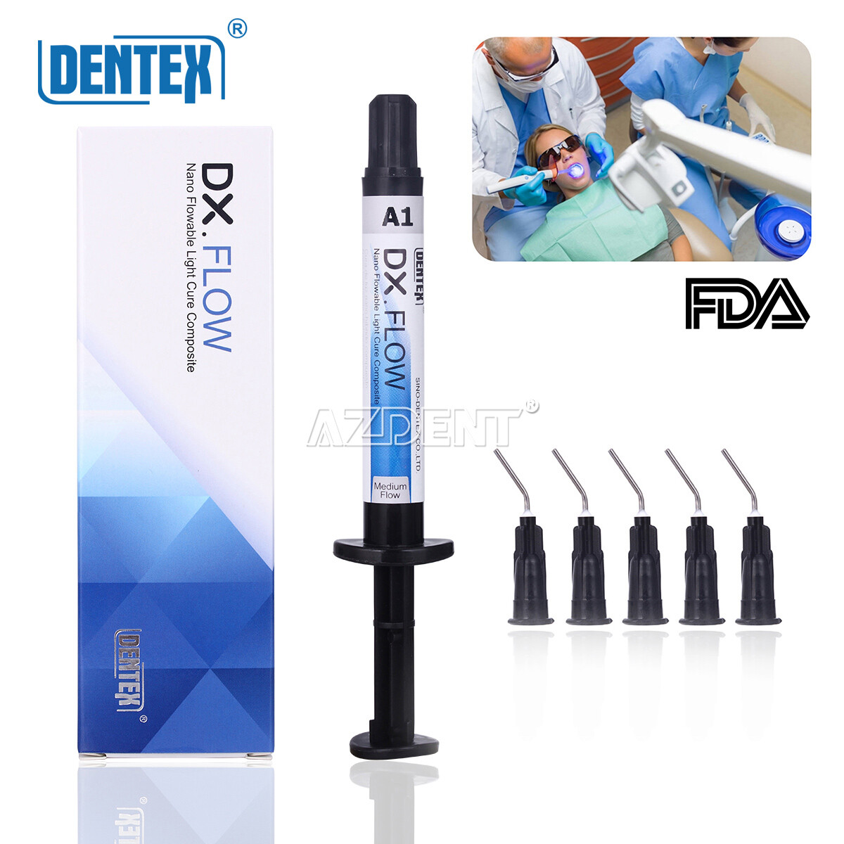 DX.FLOW DENTEX Flowable Medium Flow Light Cure Composite Resin A1 A2 A3