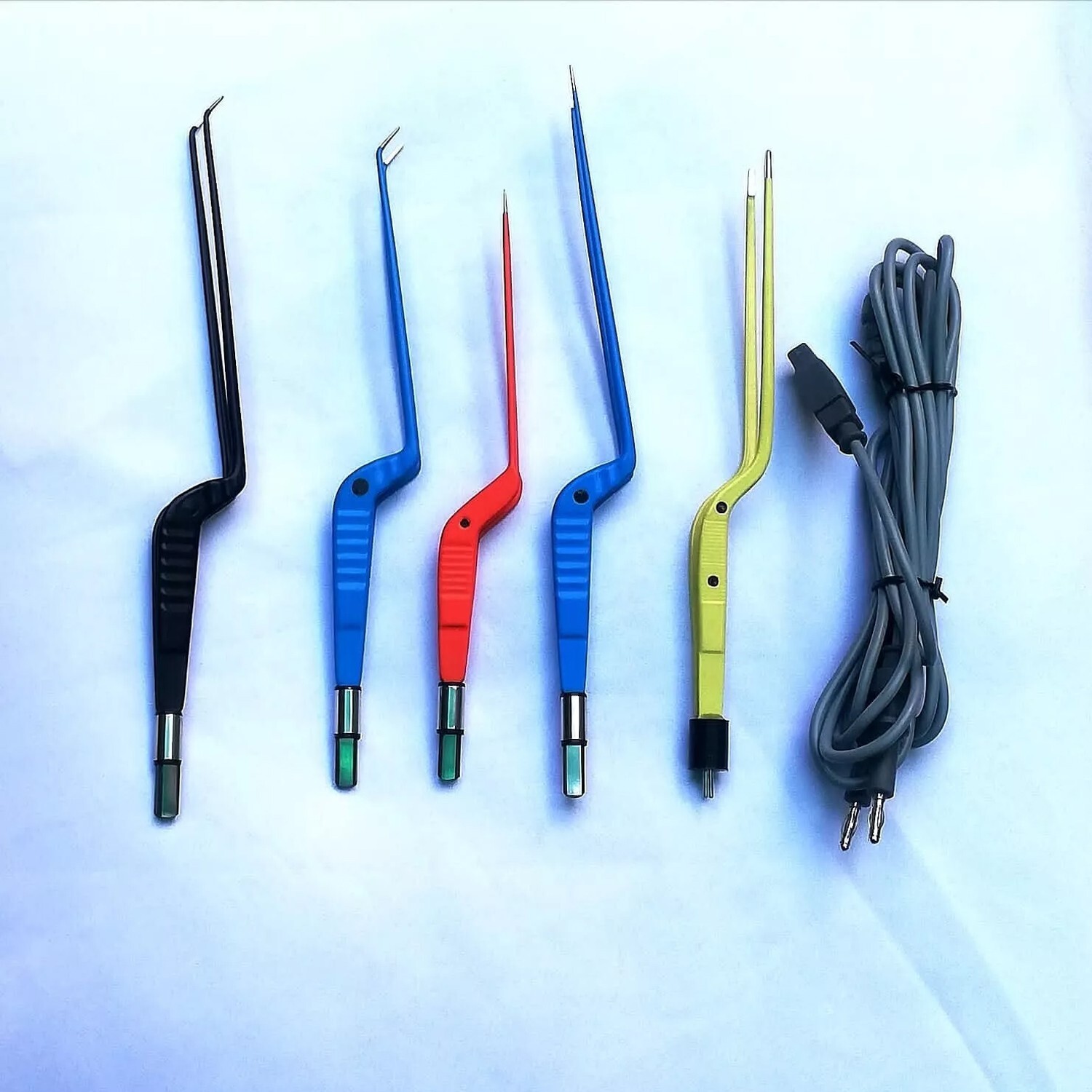 Bipolar Forceps set 5 piece Non Stick with reusable Cort 1mm tip 1.50tip
