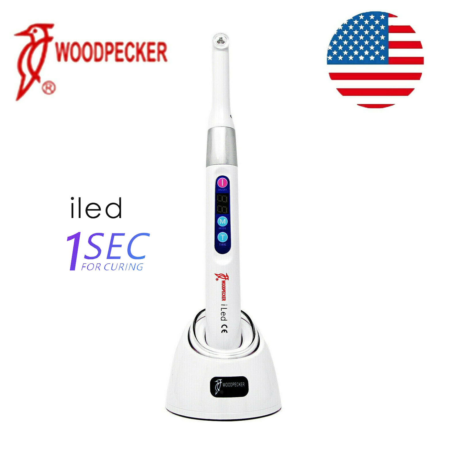 Genuine Woodpecker Dental ILED Curing Light Lamp Wireless 1Sec Curing 2500mW/cm2